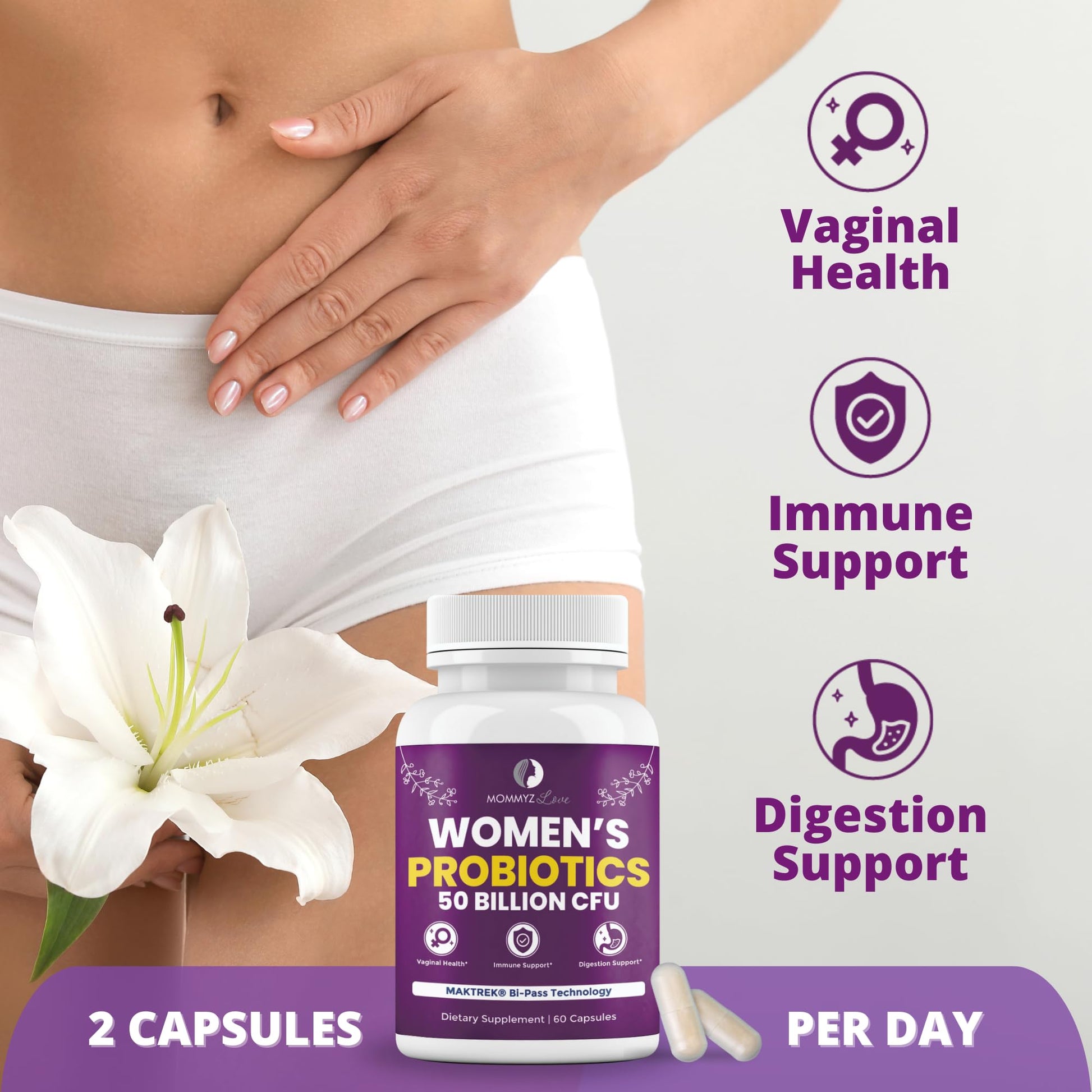 Probiotics for Women Digestive Health + Vaginal Probiotics for Vaginal Odor Control, Balanced PH Levels Mommyz Love