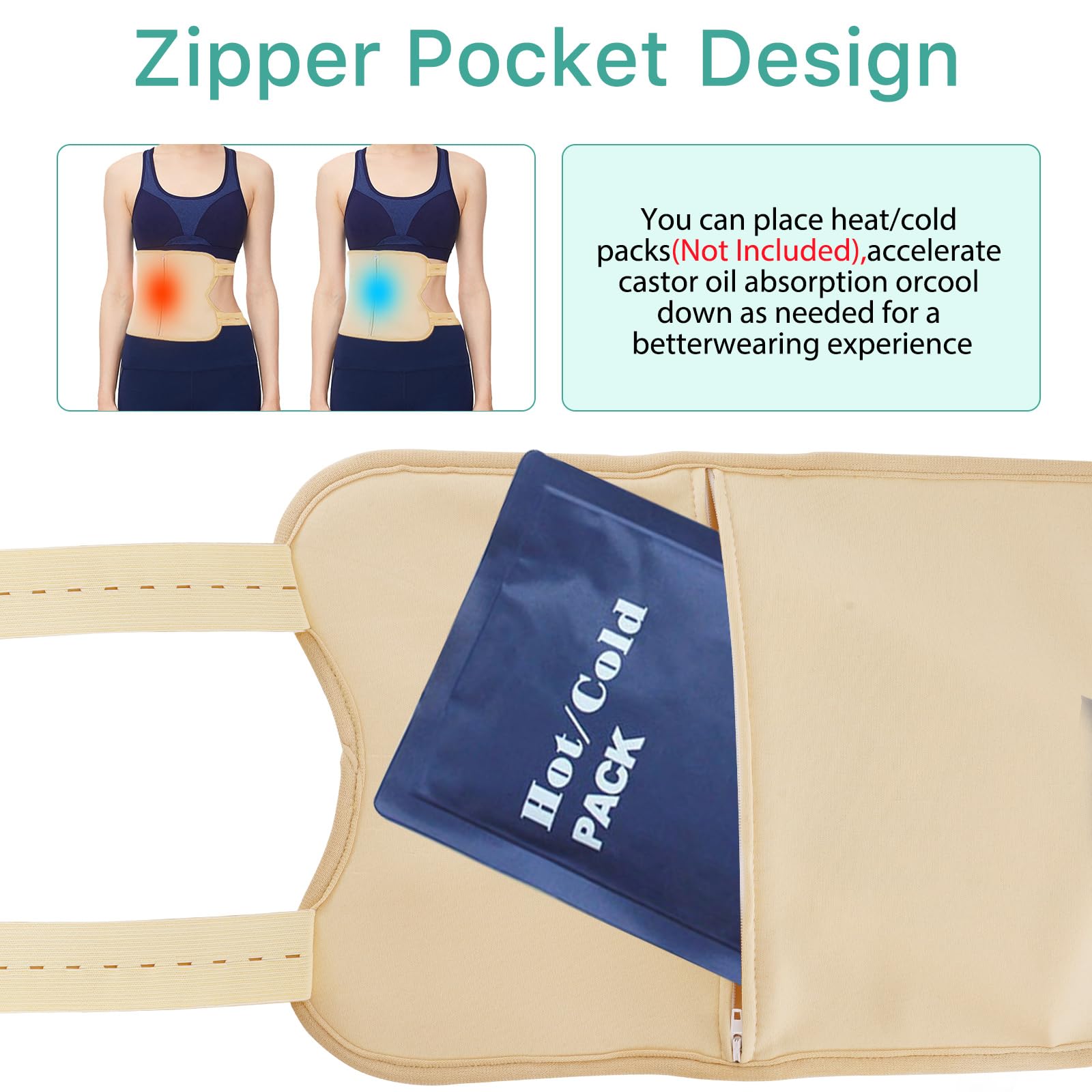 Jamaican Black Castor Oil (2.02 fl oz) with Reusable Castor Oil Pack Wrap, Adjustable Castor Uqrjyfiy