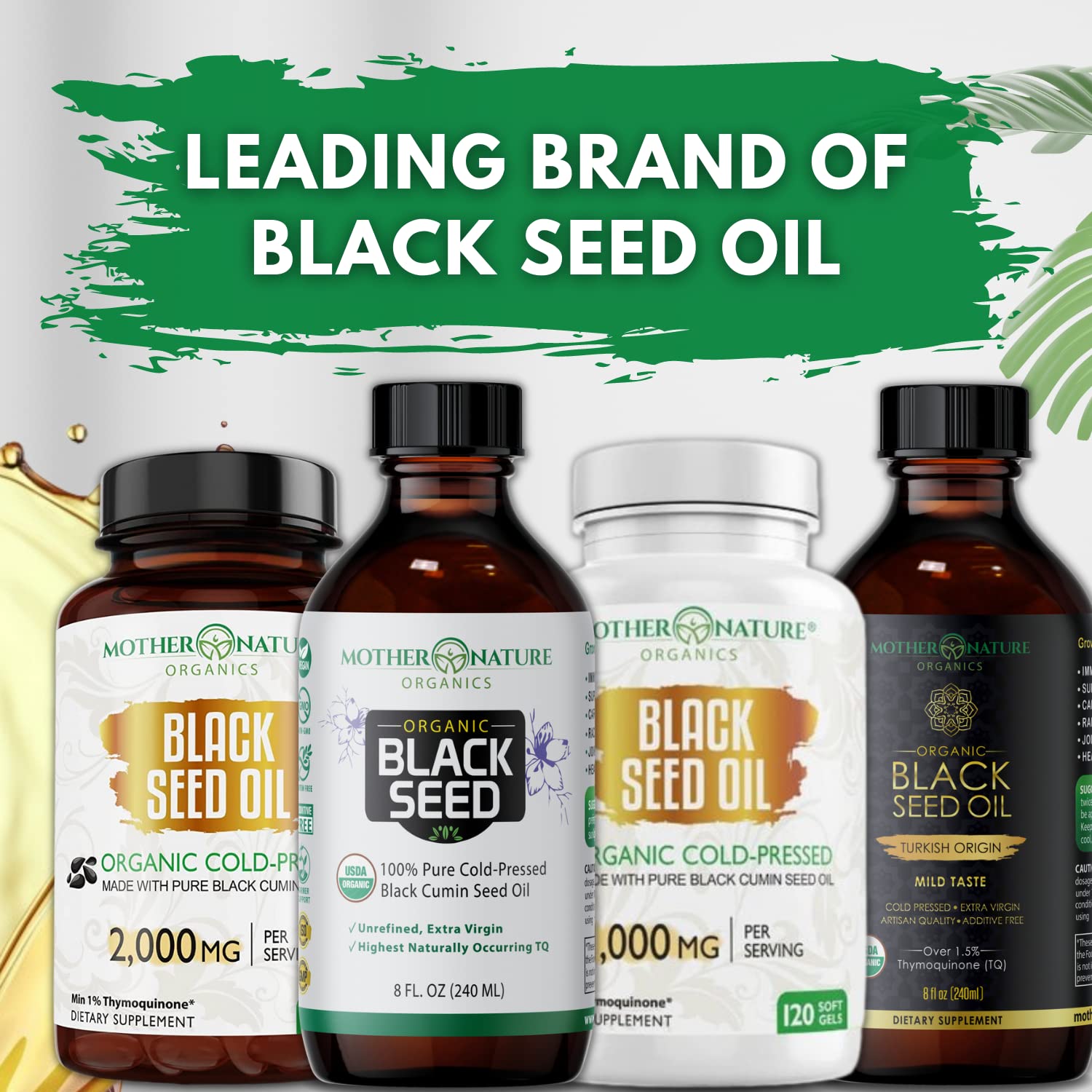 Organic Black Seed Oil 2000mg - 60 Softgel Capsules (Non-GMO) Premium Cold-Pressed Mother Nature Organics Superfoods for Organic Living