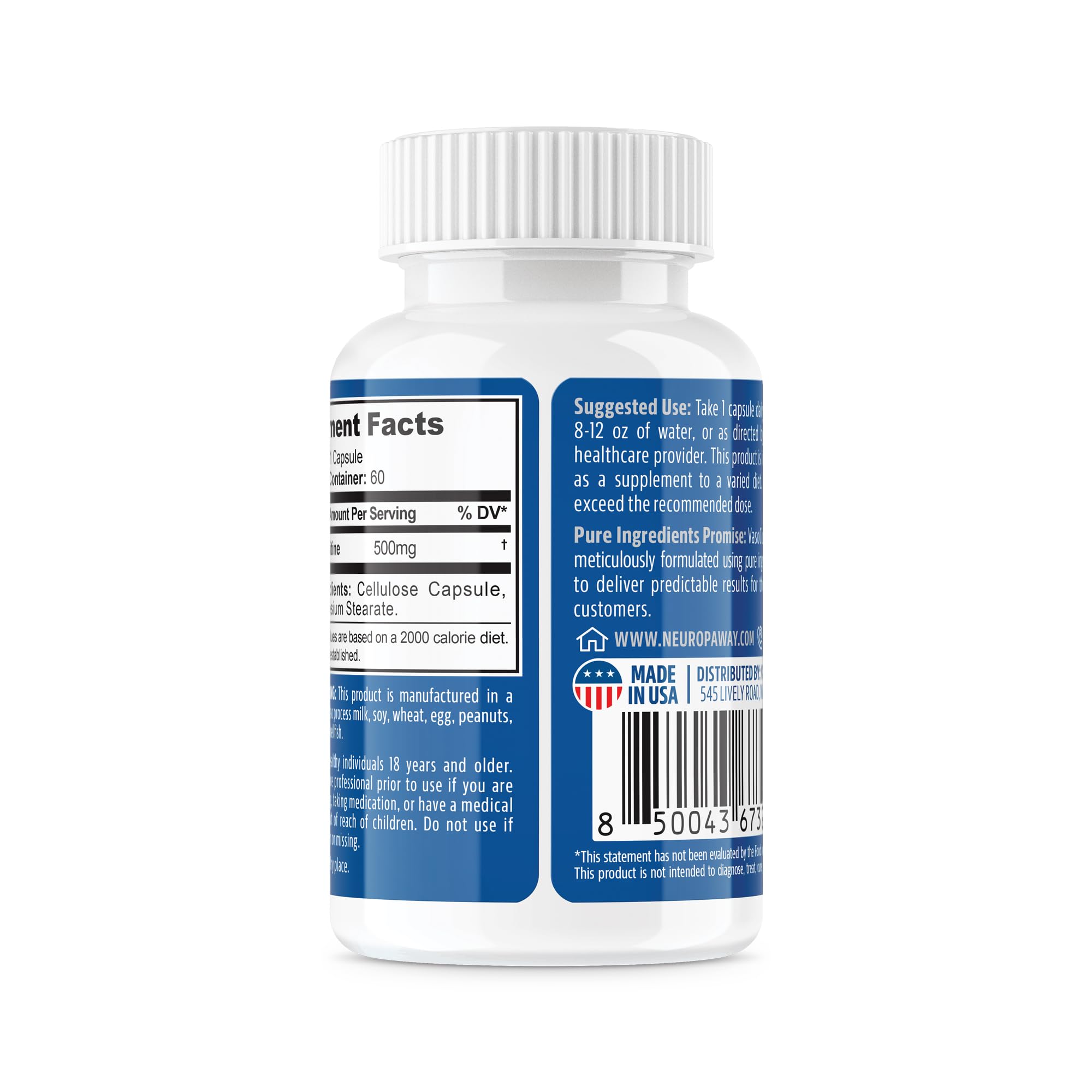NeuropAWAY Elements Acetyl L-Carnitine 500mg 60ct Acid Resistant Capsules (60 500mg NeuropAWAY