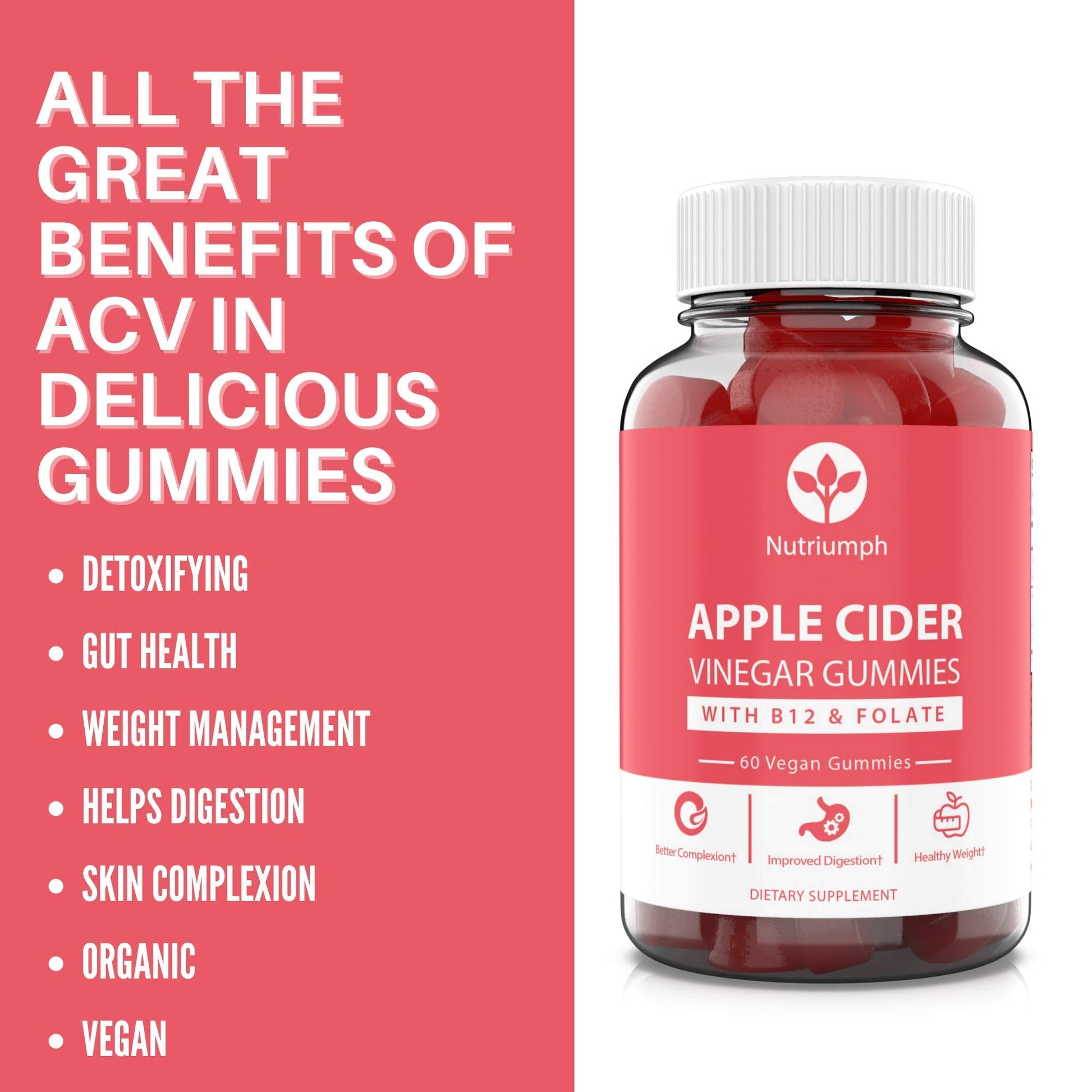 Nutriumph Apple Cider Vinegar Gummies with The Mother Vegan – Weight Loss, Detox Nutriumph