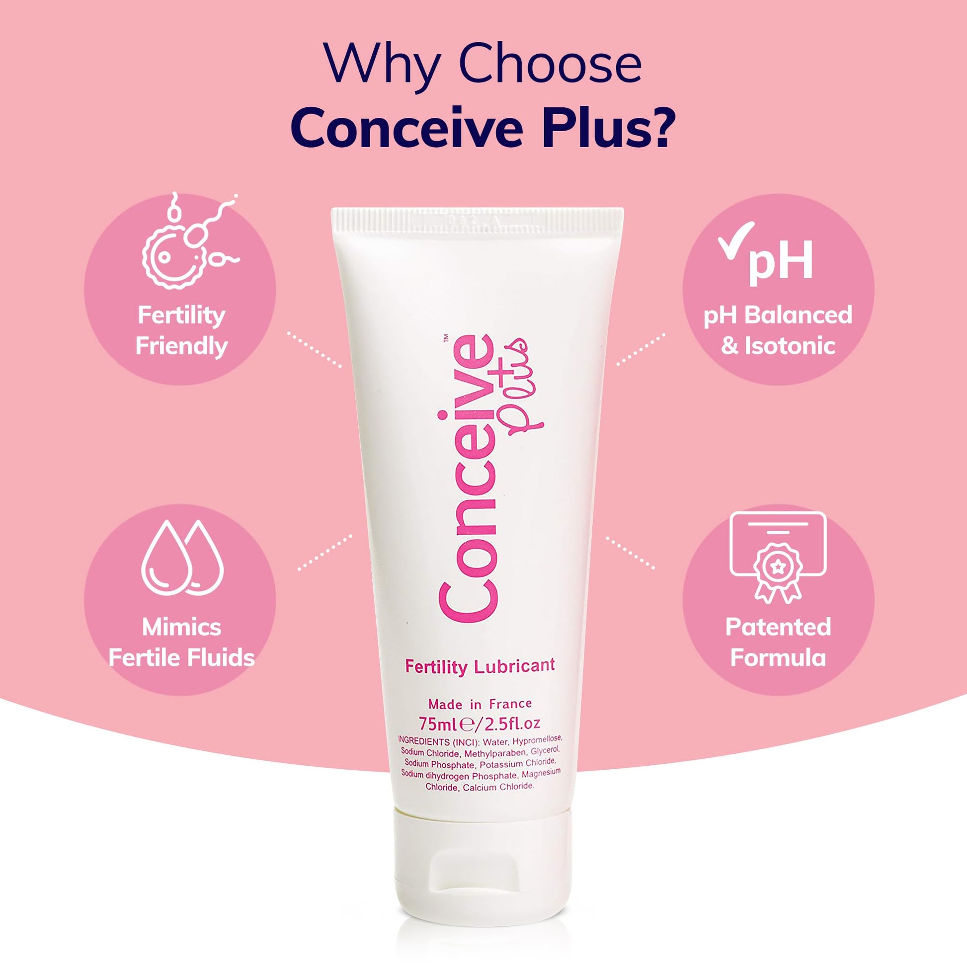 Conceive Plus Fertility Lubricant - Fertility Friendly Lube for Couples Trying to Conceive, 75ml / 2.5 fl oz CONCEIVE PLUS