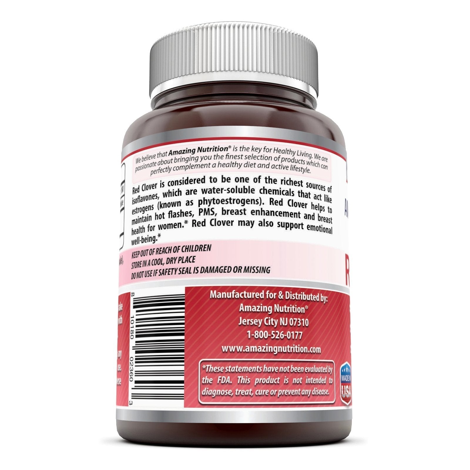 Amazing Formulas Red Clover Dietary Supplement with 430mg Red Clover Blossoms Herb Extract for Relief Amazing Nutrition
