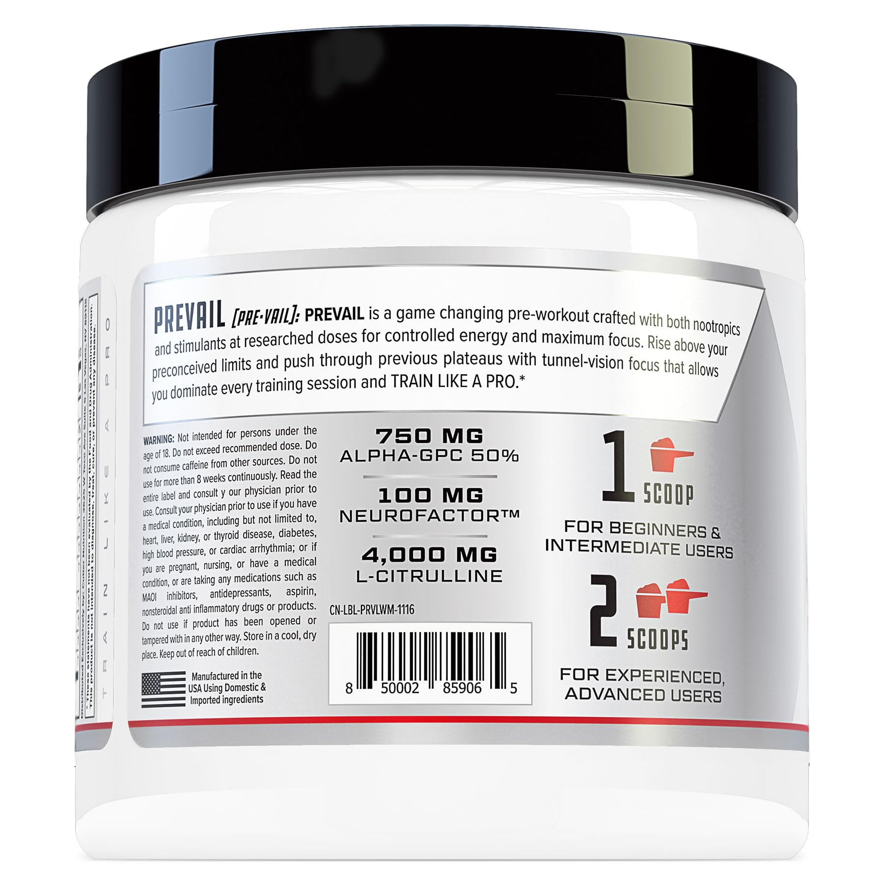 Prevail Pre Workout Powder with Nootropics: Pre-Workout Drink for Men and Women Cutler Nutrition