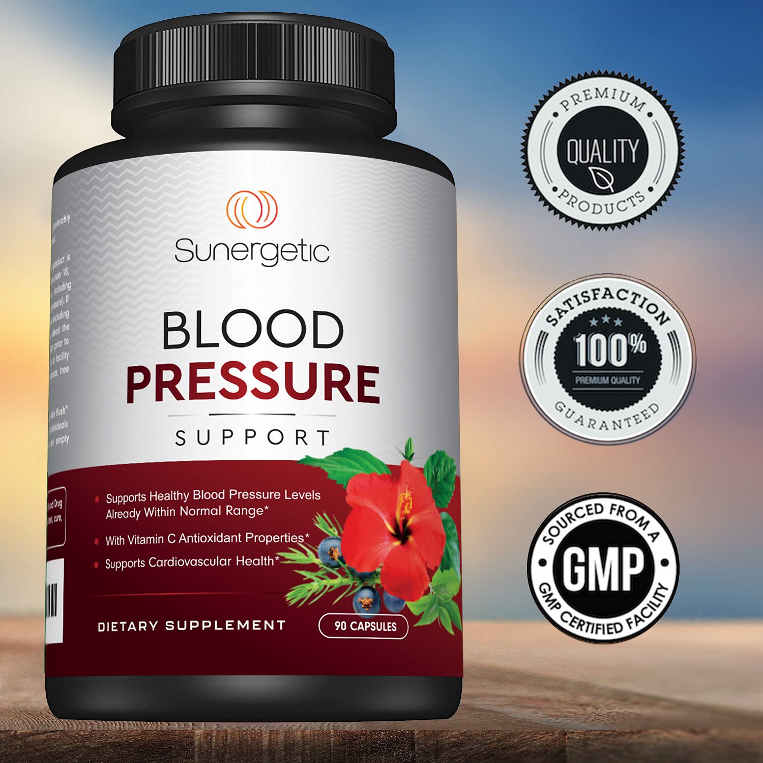 Premium Blood Pressure Support Supplement For Cardiovascular & Heart Health with Garlic Sunergetic