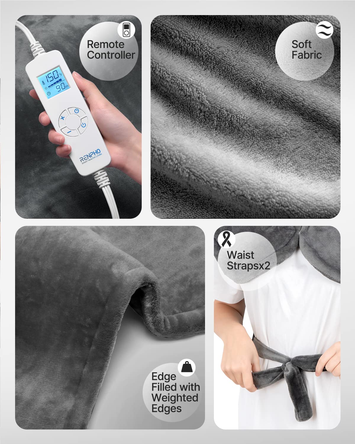 RENPHO Weighted Heating Pad for Back Pain Relief, FSA HSA Eligible, Electric Heat Pads RENPHO