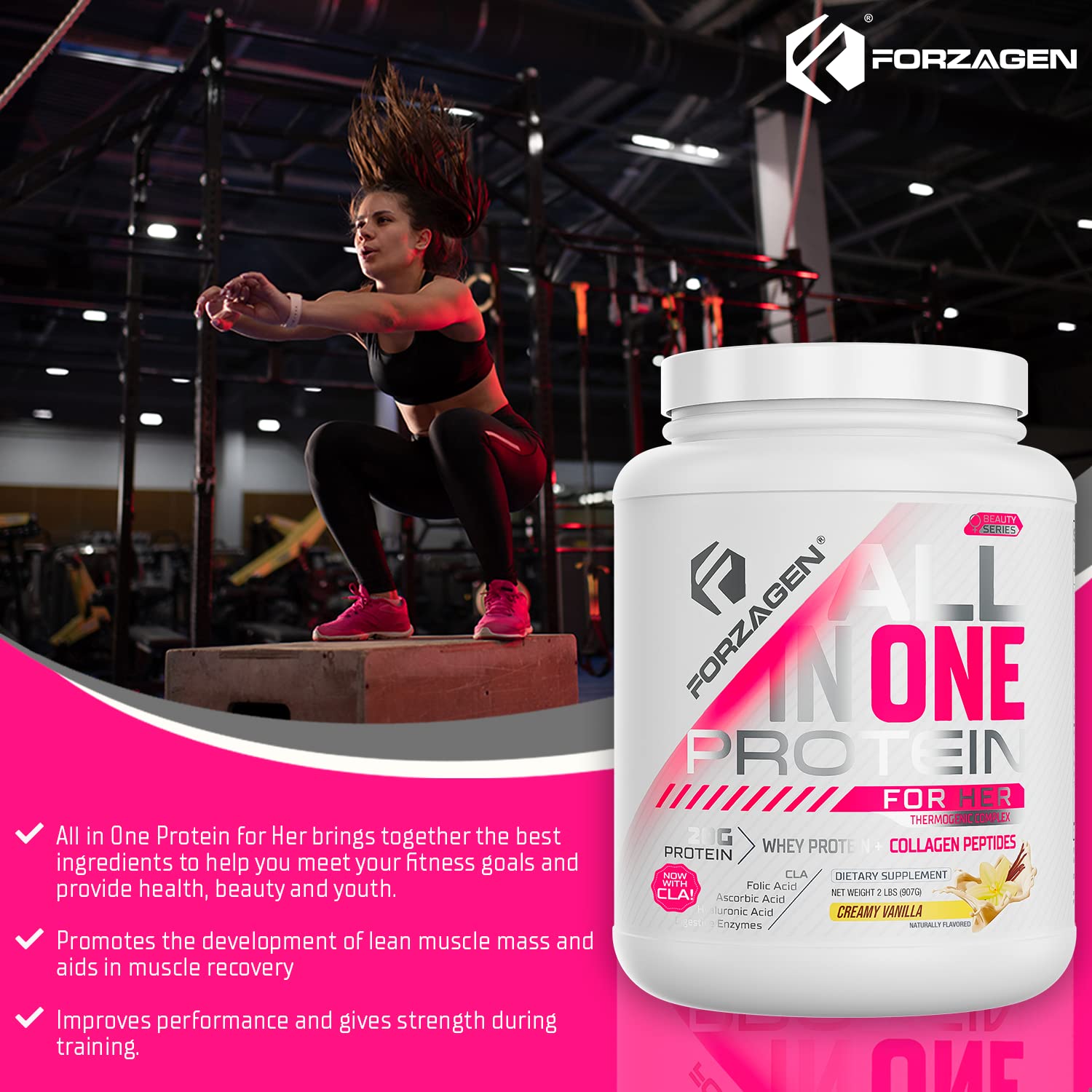 Forzagen All in One Protein for Her, Protein Powder for Women with Collagen Peptides Forzagen