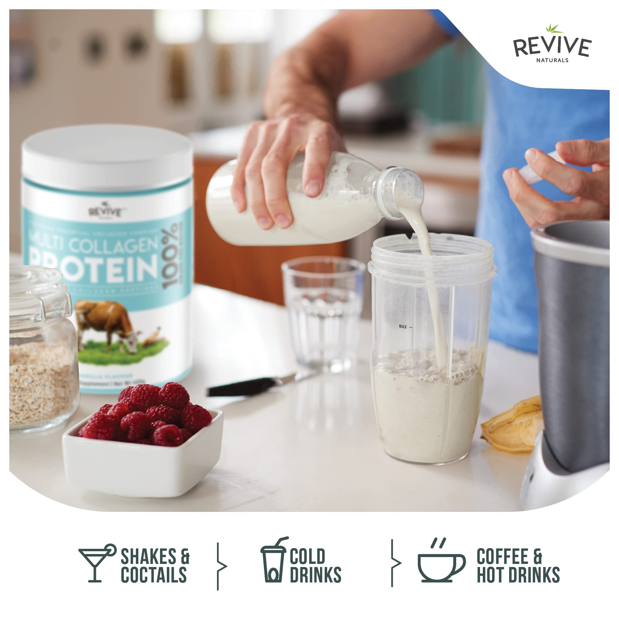 Vanilla Multi Collagen Protein Powder - 400g - Unsweetened - 5 Types of Collagen Peptides Revive Naturals