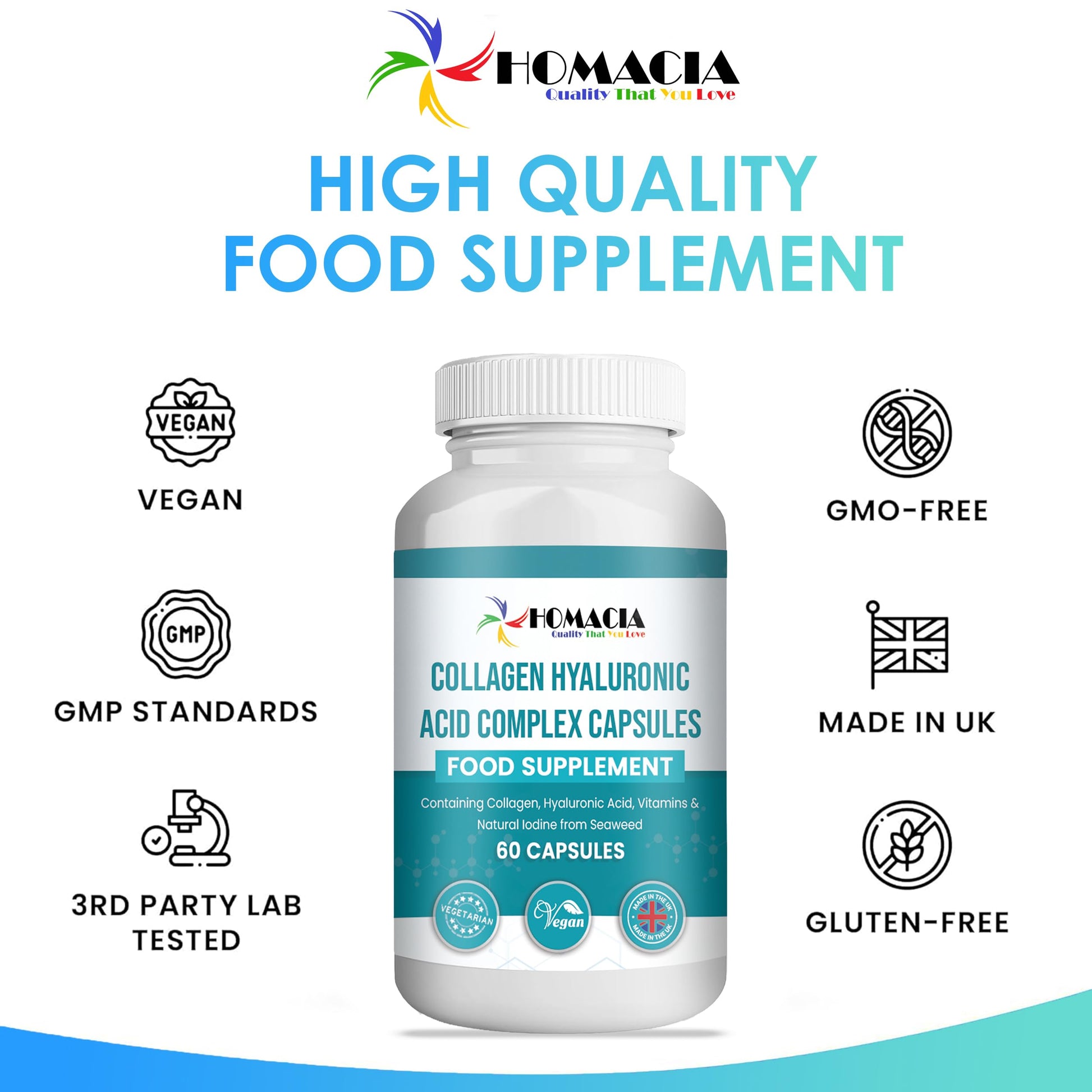 Homacia’s Collagen Capsules | Marine Collagen with Hyaluronic Acid | Pure Collagen Supplements for Women HOMACIA Quality That You love