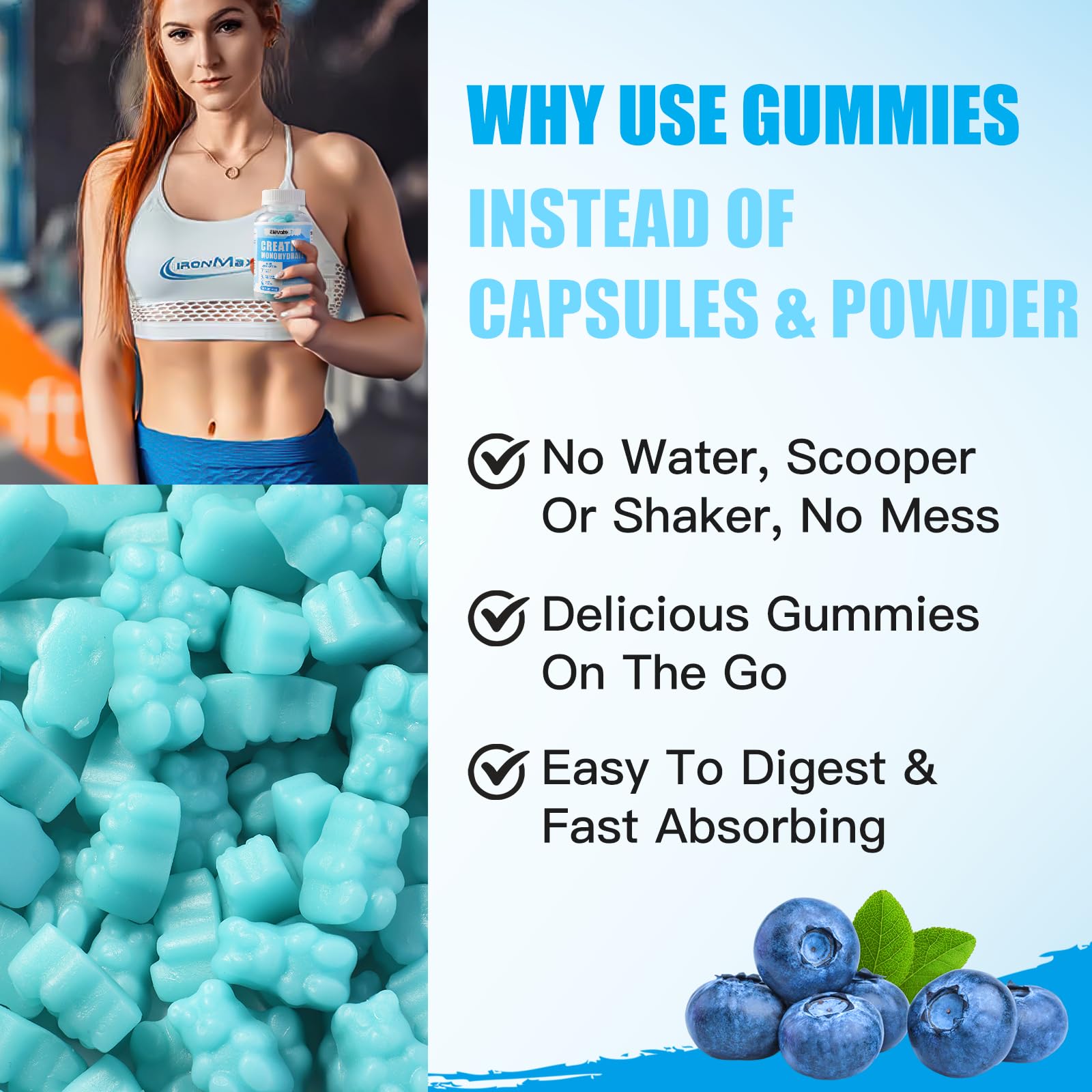 ElevateLife Creatine Monohydrate Gummies 5000mg for Men & Women, Chewables ElevateLife