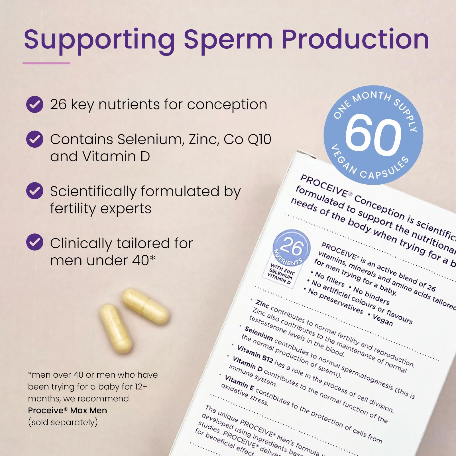 Proceive® Men Fertility Supplement for Conception - Vitamins & Minerals for Men Trying Proceive