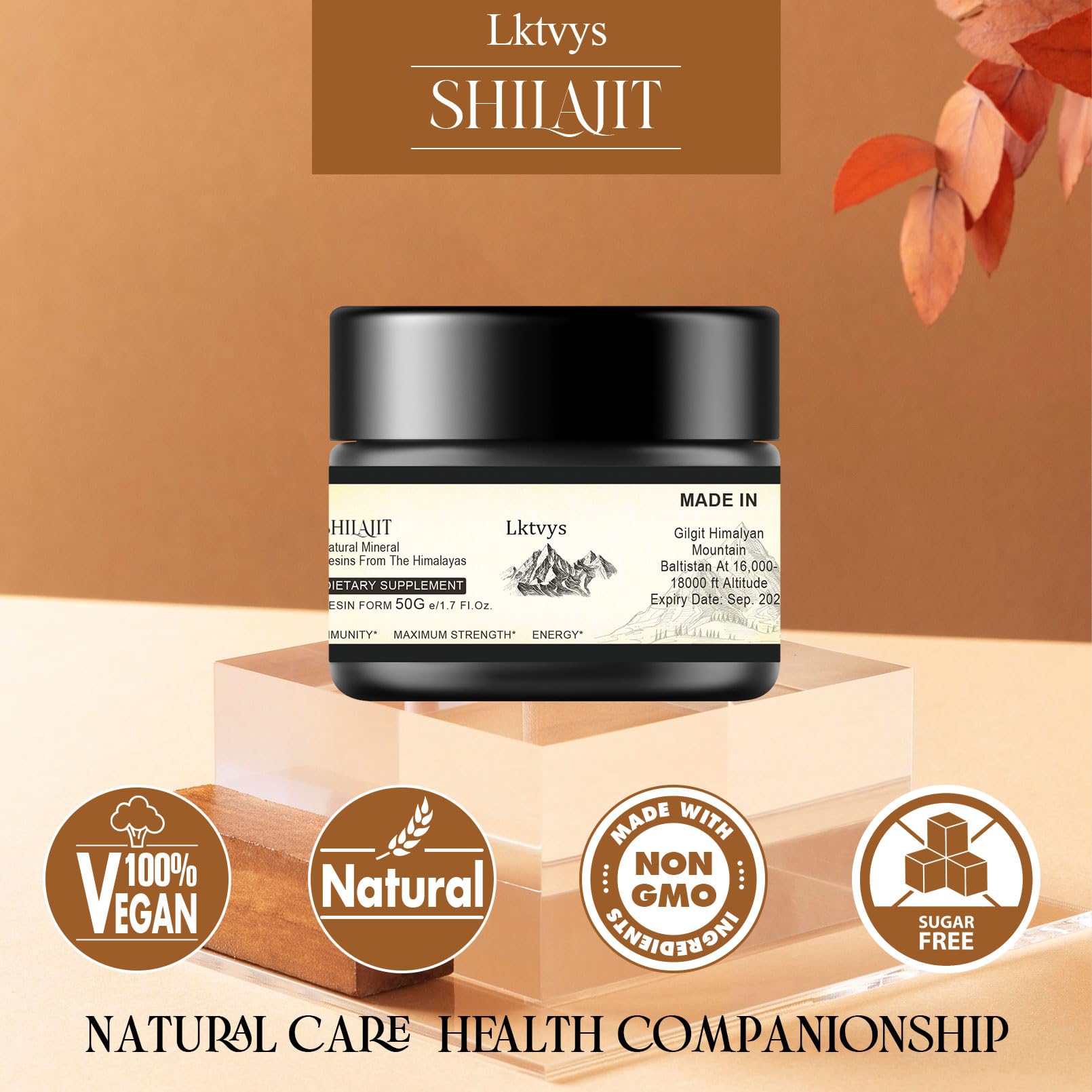 Shilajit Pure Himalayan Organic - Pure Original Shilajit, 50g(Large Volume), Enriched Lktvys