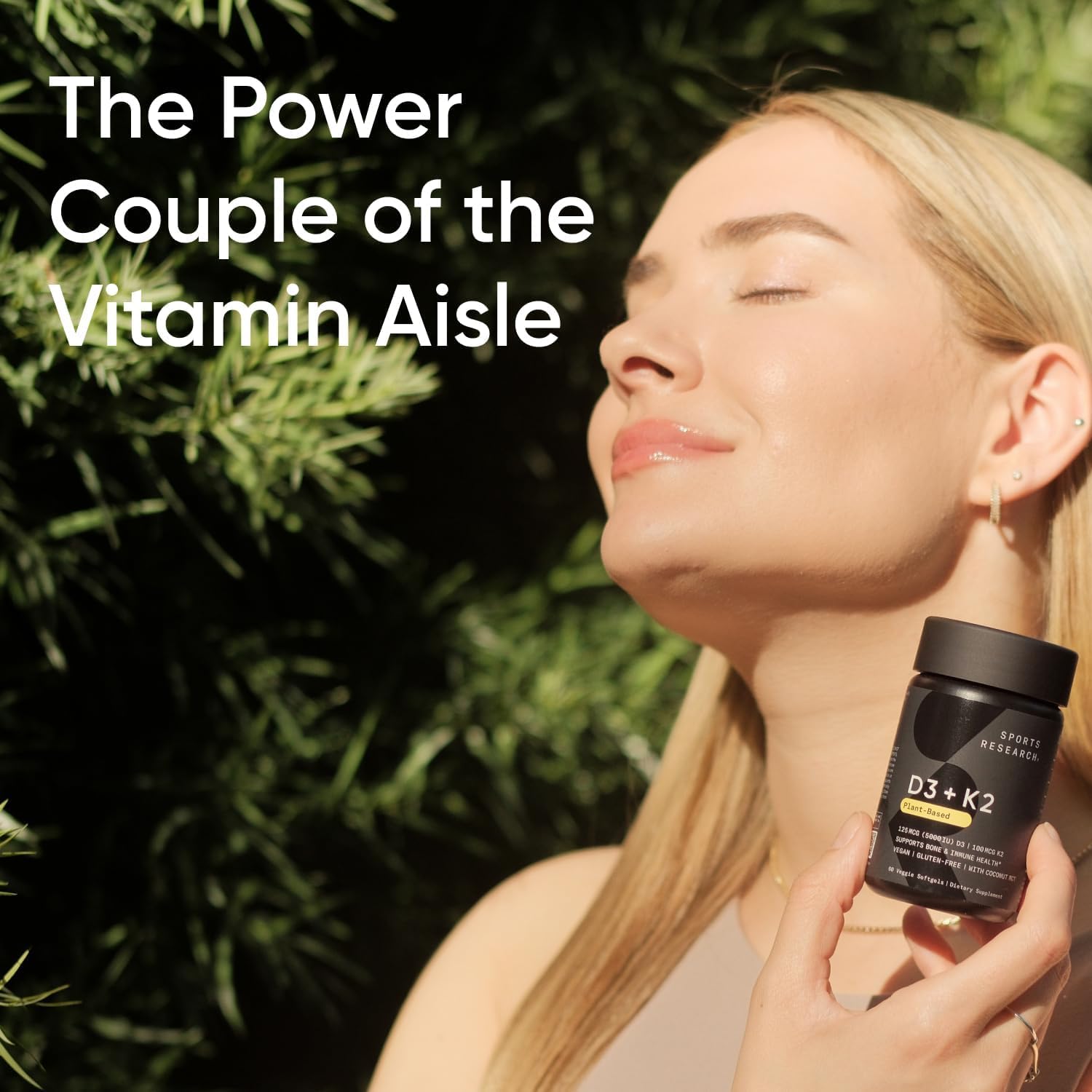 Sports Research Vegan Vitamin D3 + K2 Supplement with Organic Coconut Oil - 5000iu Sports Research