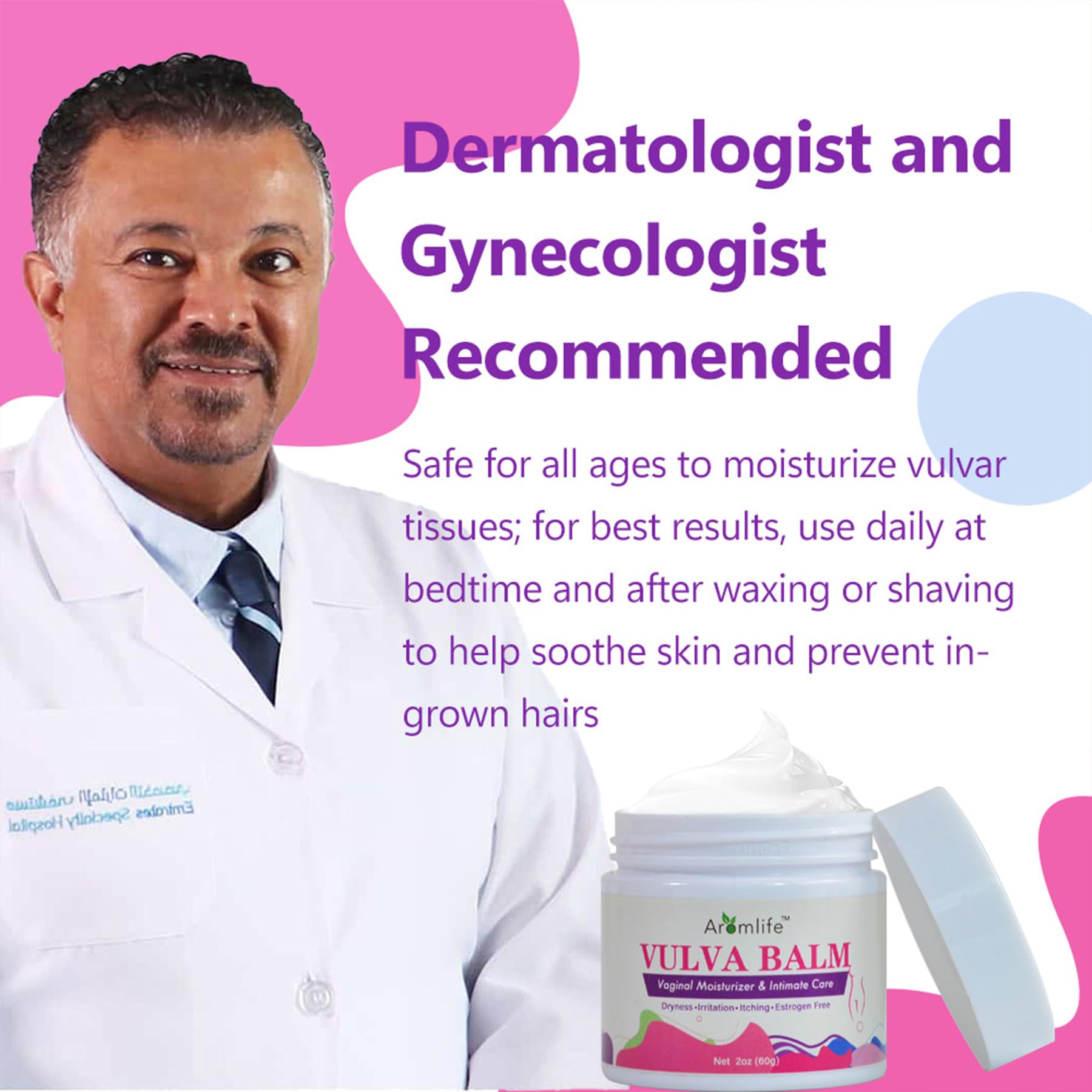 Aromlife Vulva Moisture Balm Cream, for Female Dryness Cure and Support Itching Irritation, Aromlife