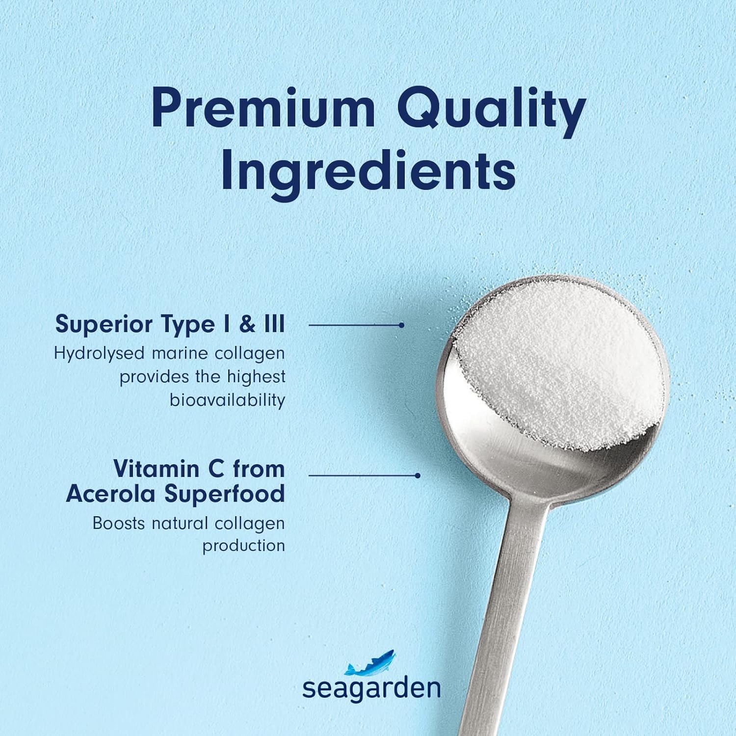 Seagarden Marine Collagen Powder + Vitamin C | Collagen Peptides Powder (Type I & III) SEAGARDEN
