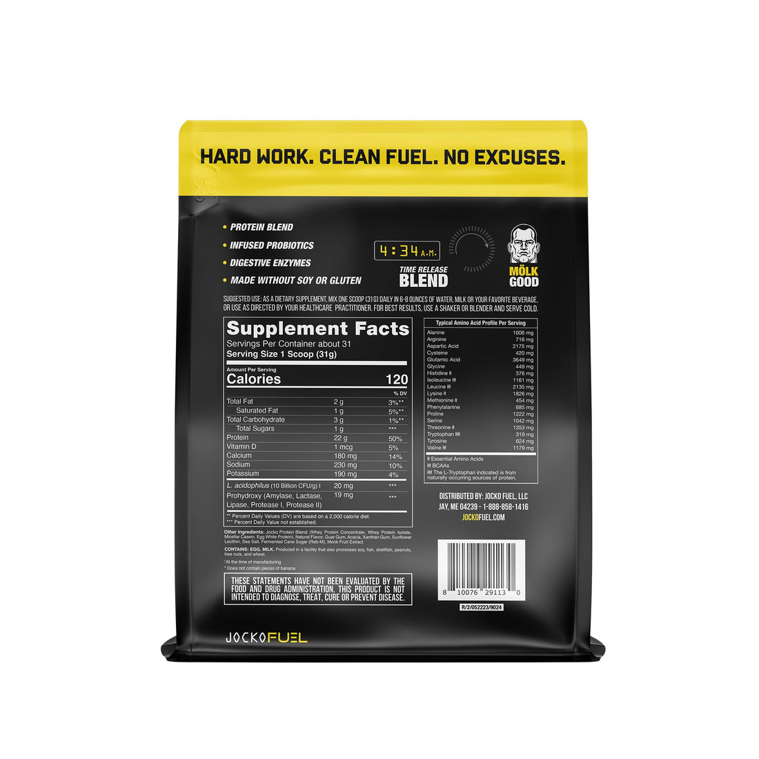 Jocko Mölk Whey Protein Powder (Banana Cream) - Keto, Probiotics, Grass Fed, Digestive 