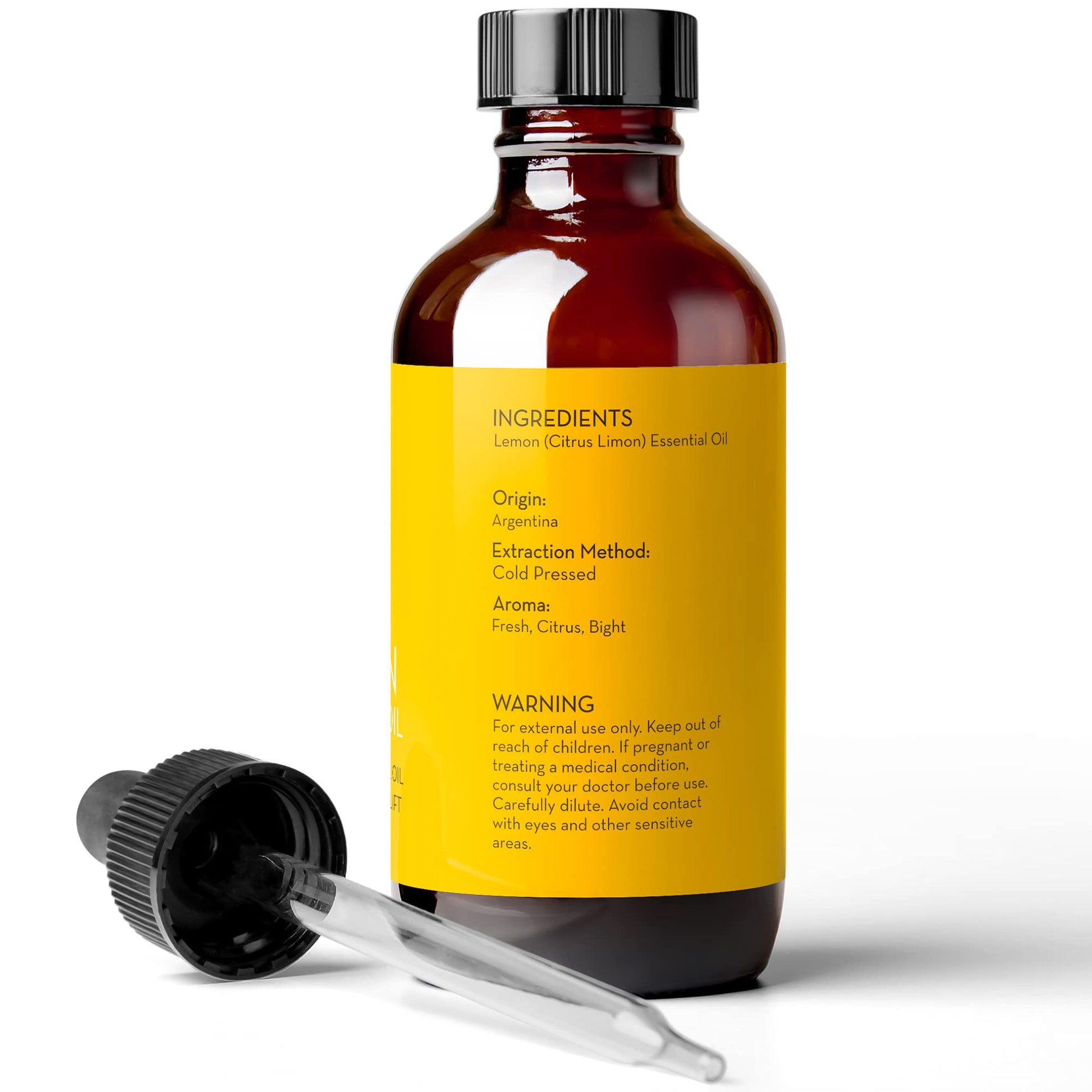 Lemon Essential Oil, 4 fl oz - 100% Pure & Undiluted Lemon Oil for Diffuser and DIY - Natural Deodorizer Pure Body Naturals