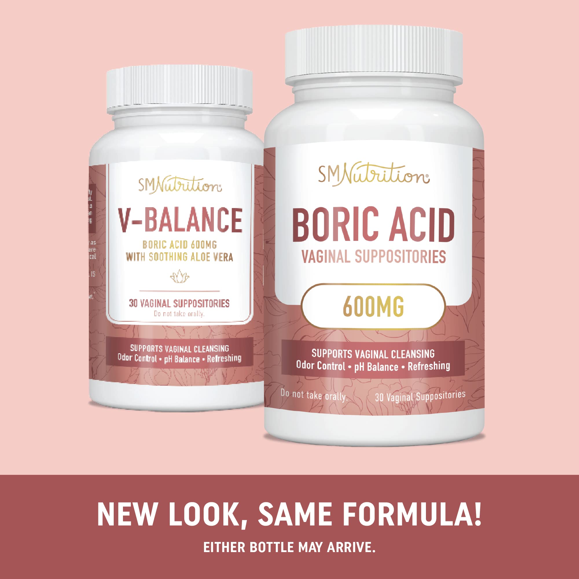 Boric Acid Suppositories for Women | 600mg | for pH Balance, Vaginal Odor & Itching | Feminine Intimate Health SMNutrition