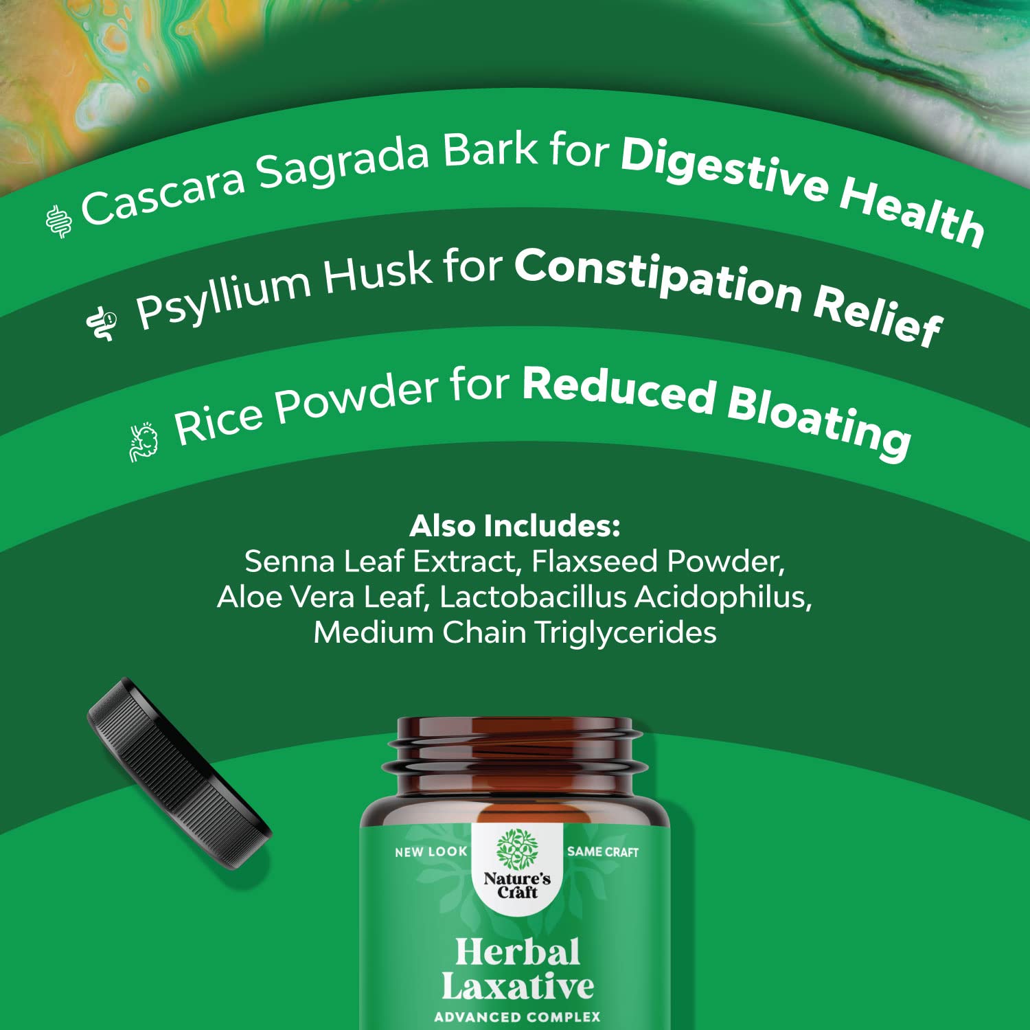 Herbal Laxative Capsules with Probiotics – Natural Laxative Pills to Cleanse Colon and Support Natures Craft