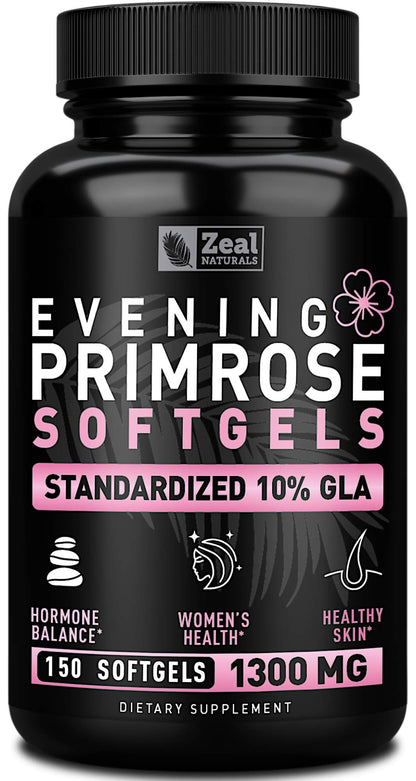Evening Primrose Oil Capsules (150 Liquid Softgels | 1300mg) Premium Evening Primrose Oil – Natural