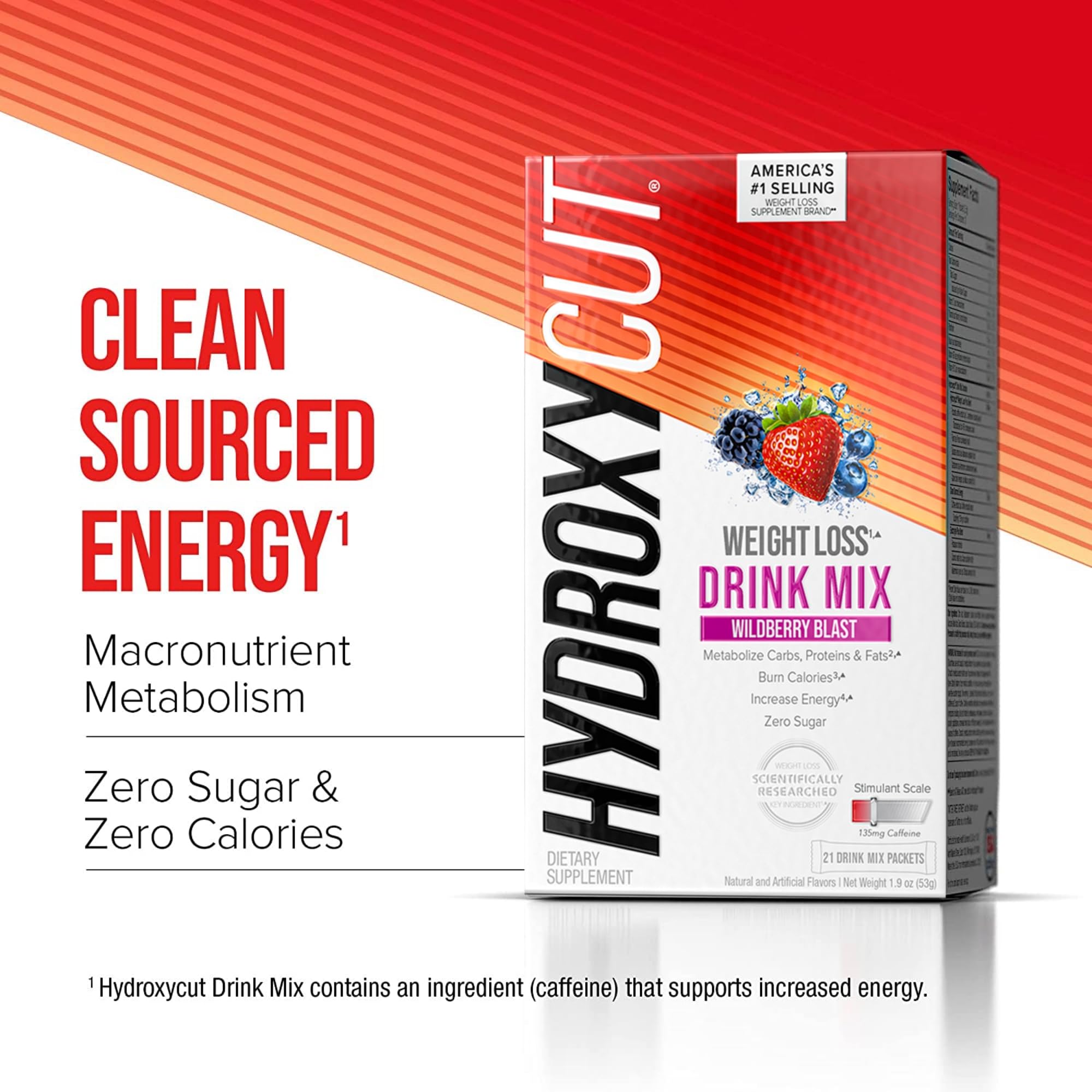 Hydroxycut Drink Mix | Energy Drink Powder | Wildberry Blast, 21 Packets, 2 Packs Hydroxycut