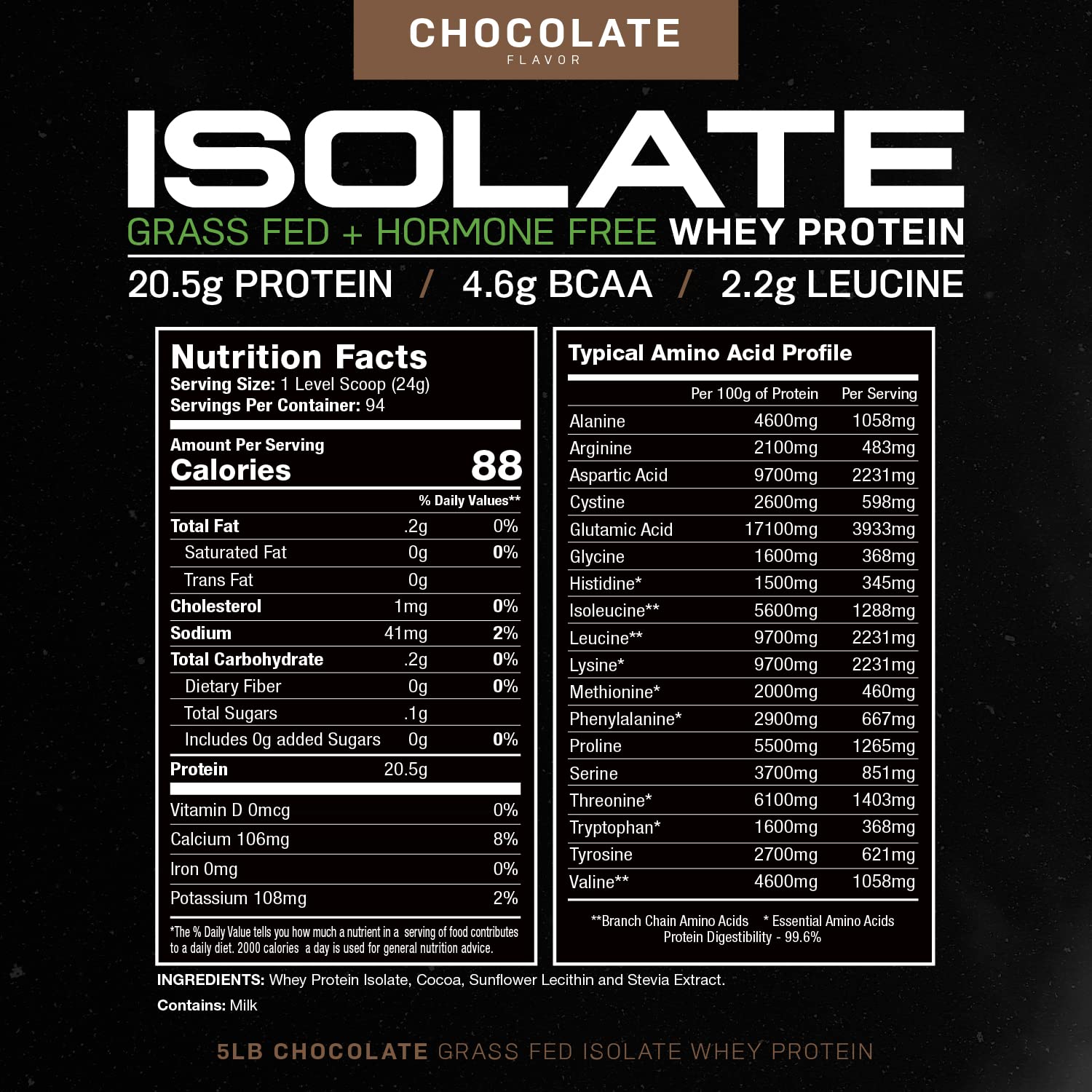 Muscle Feast Grass-Fed Whey Protein Isolate, All Natural Hormone Free Pasture Raised Muscle Feast