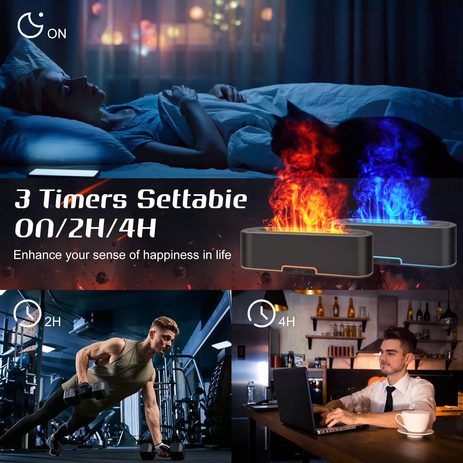 Jpord Flame Fire Essential Oil Diffuser,200ml Aromatherapy Diffuser,Fire Cool Mist Scent Diffuser Jpord