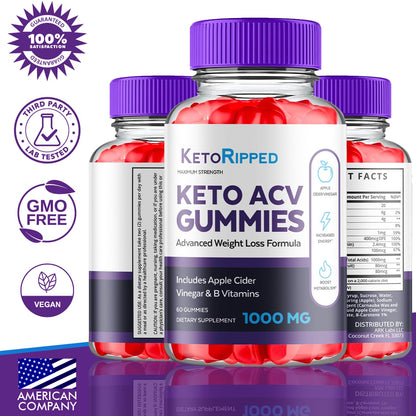 (5 Pack) Keto Ripped ACV Gummies, Keto Ripped ACV Gummies Advanced Weight Loss 1000MG