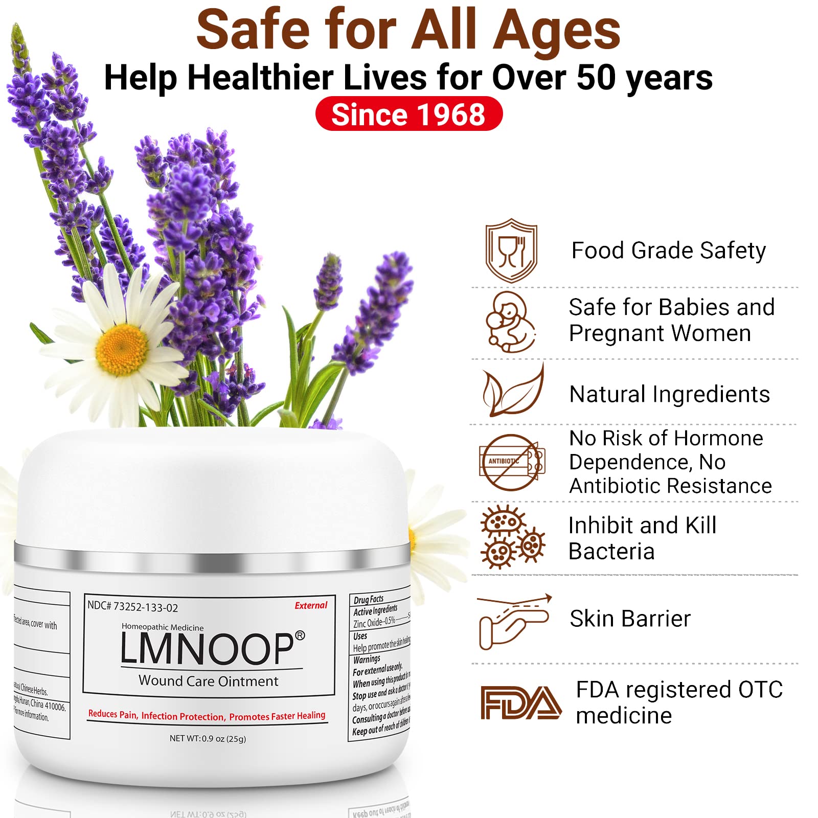 LMNOOP® Bed Sore Cream, Maximum Strength Wound Care Ointment for Infection Protection & Skin Repair LMNOOP