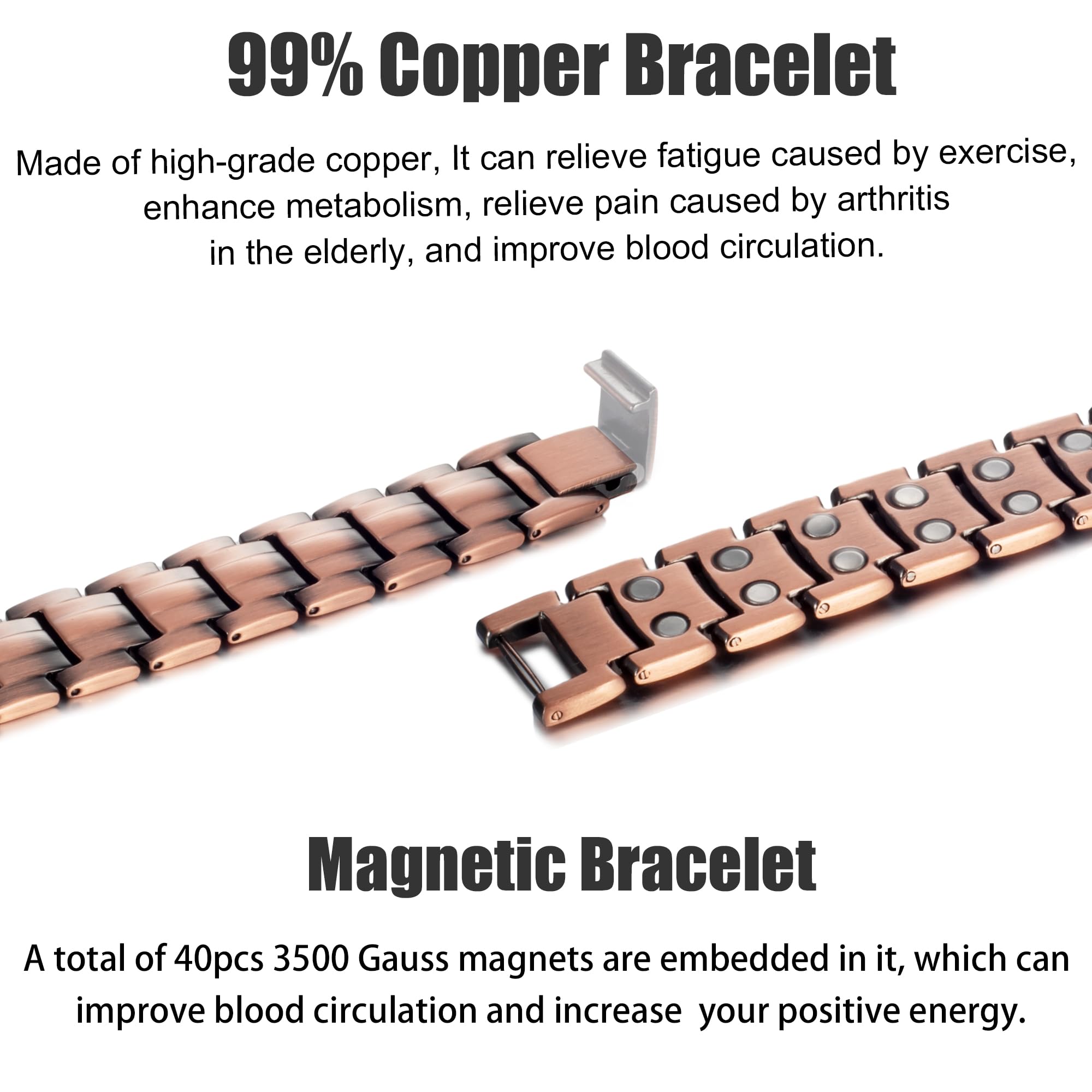 MagVIVACE Copper Bracelet for Men, Magnetic Bracelet with 3500 Gauss Magnets MagVIVACE