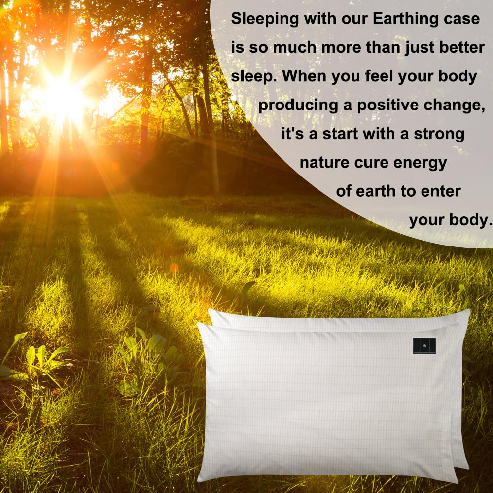 ibowee Grounding Piowcase 2 Pack, Conductive Pillowcase with US Cord for Natural Wellness ibowee