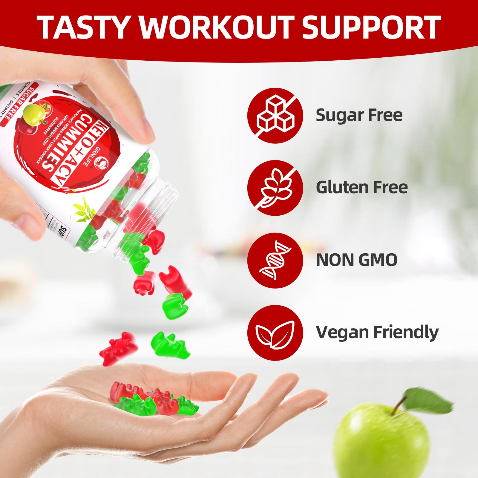 Keto ACV Gummies Advanced Weight Loss, 1000MG Apple Cider Vinegar Gummies Supple GrnLife