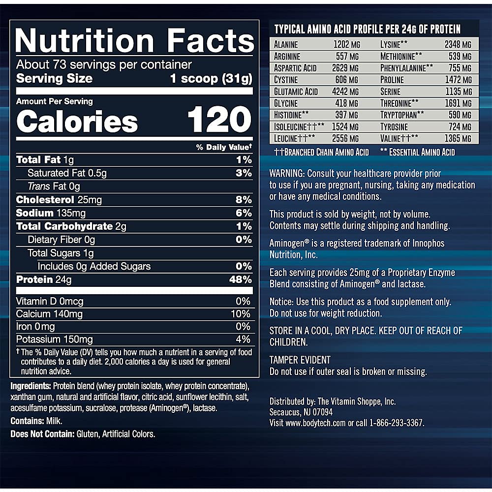 BODYTECH Whey Tech Pro 24 Protein Powder - Protein Enzyme Blend with BCAA's to Fuel BODYTECH