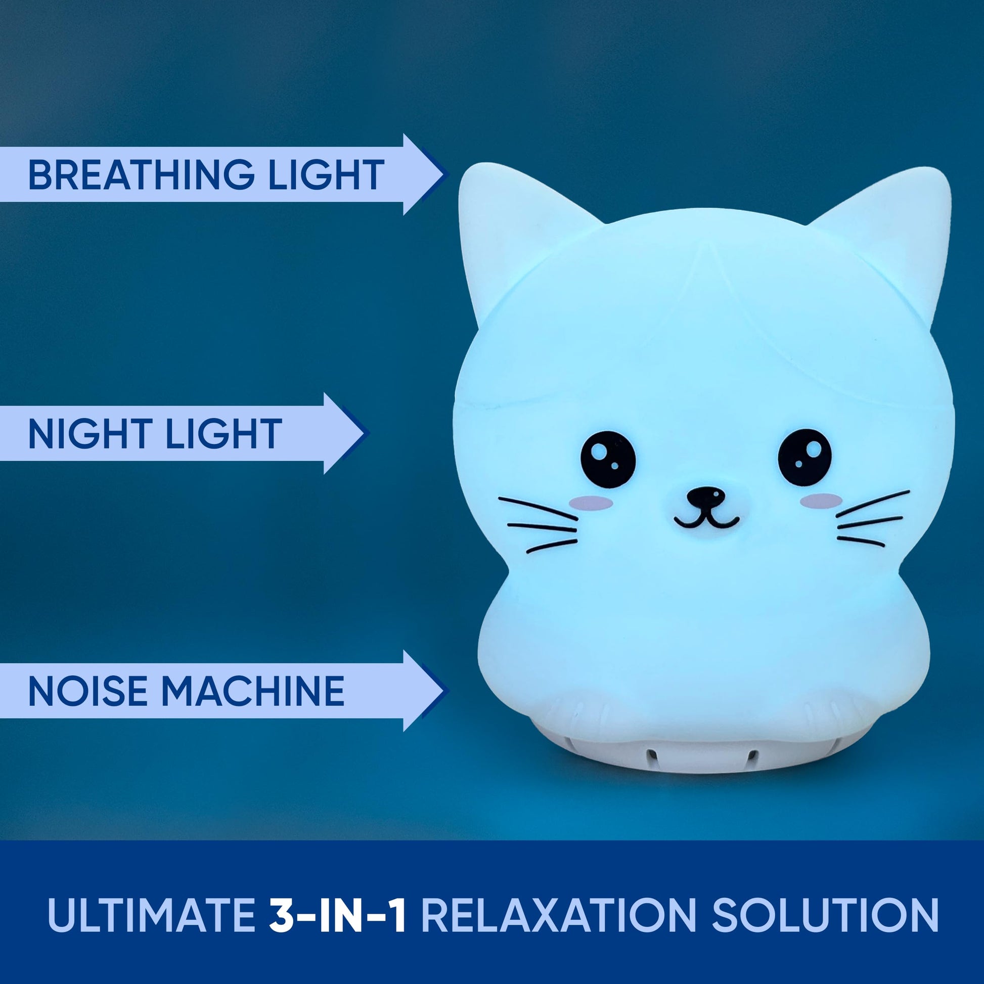Mindfulness 'Breathing Kitty' | 4-7-8 Guided Visual Meditation Breathing Light | 3 in 1 Device Rainlax