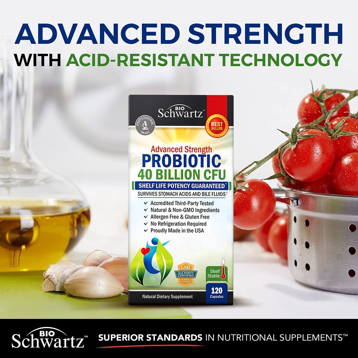 Daily Probiotic Supplement 40 Billion CFU - Gut Health Complex with Astragalus BioSchwartz