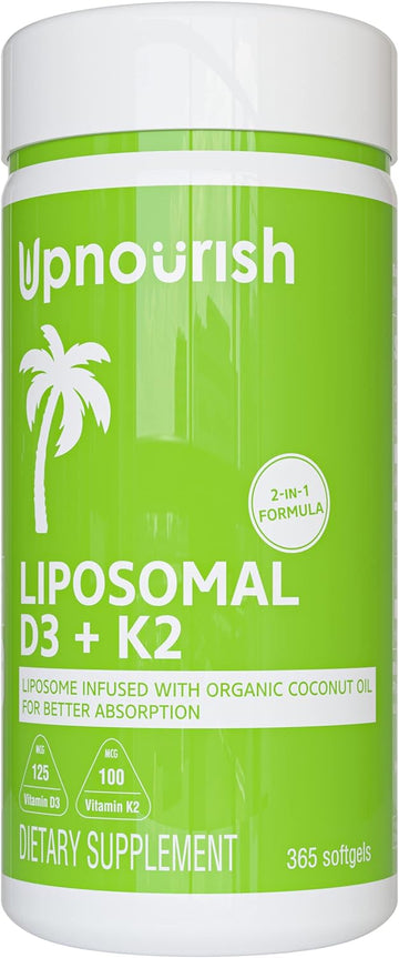 UpNourish Liposomal D3 & K2 MK-7, Advanced Absorption for Optimal Bone and Immun