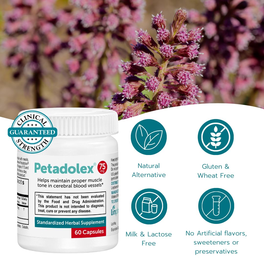 Petadolex - Migraine Relief - Patented Butterbur Root Extract, 75mg PA-Free Butterbur Extract Petadolex