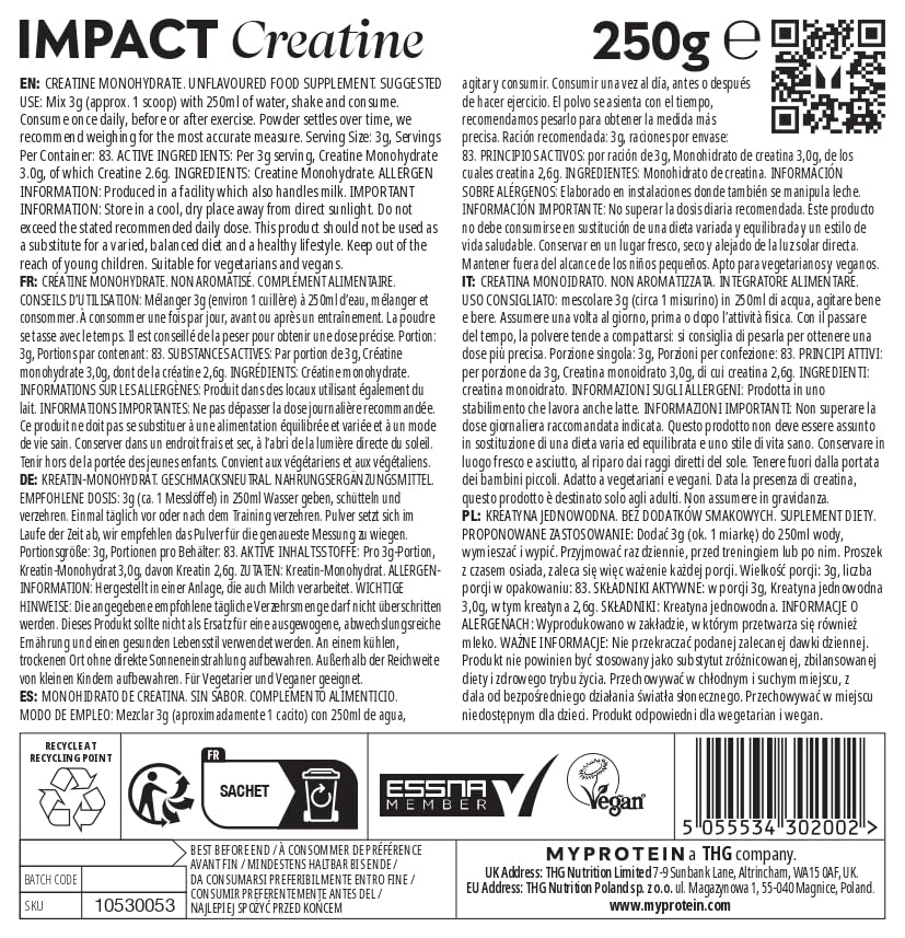 Myprotein Creatine Monohydrate Powder - 250G Myprotein