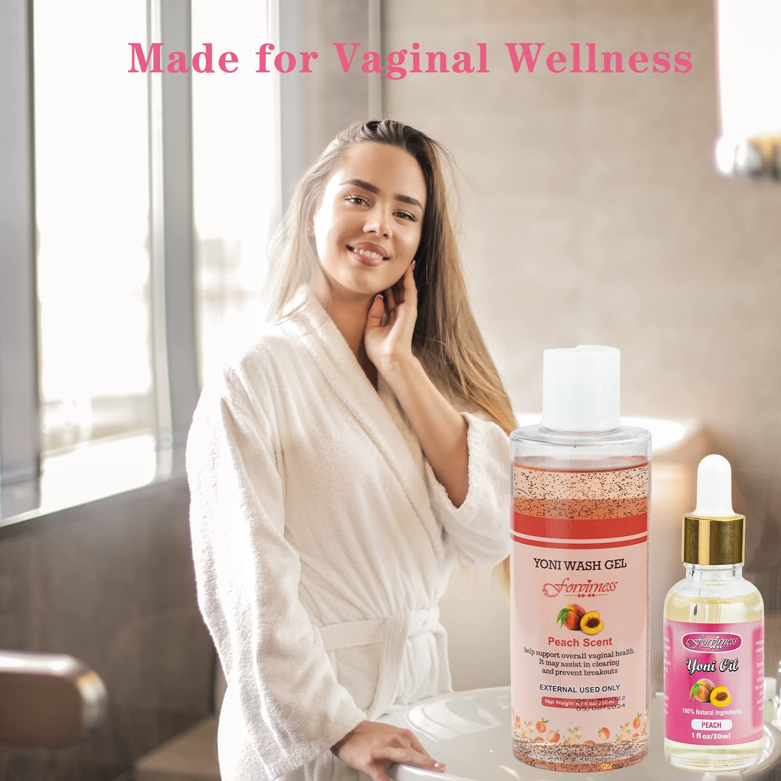 forvirness Feminine Wash & Natural Yoni Oil Set - Cleanse, Remove Odor, pH Balance for Women forvirness