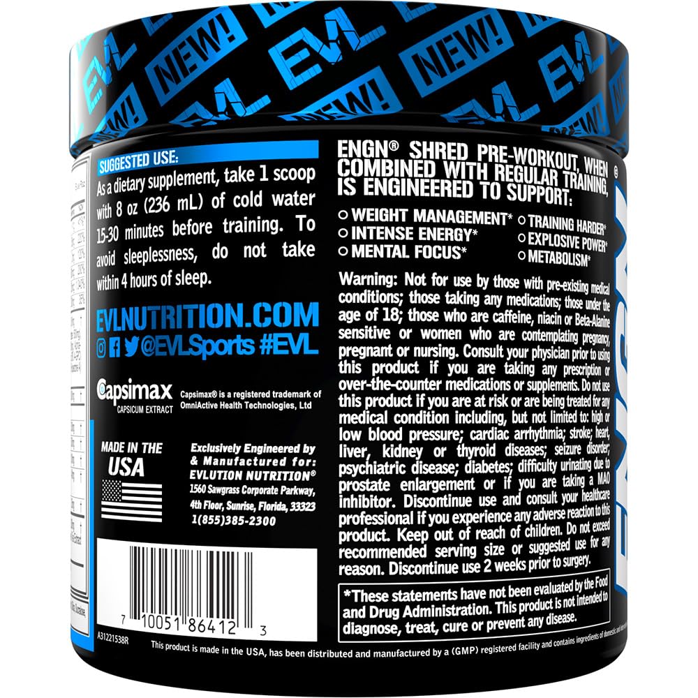 EVL Ultimate Pre Workout Powder - Thermogenic Fat Burn Support Preworkout Powder Evlution