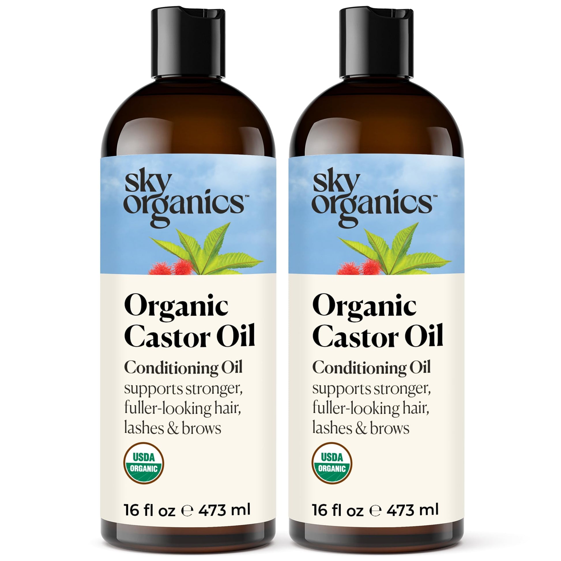 Sky Organics Castor Oil (2x16oz) USDA Organic Cold-Pressed Unrefined100% Pure