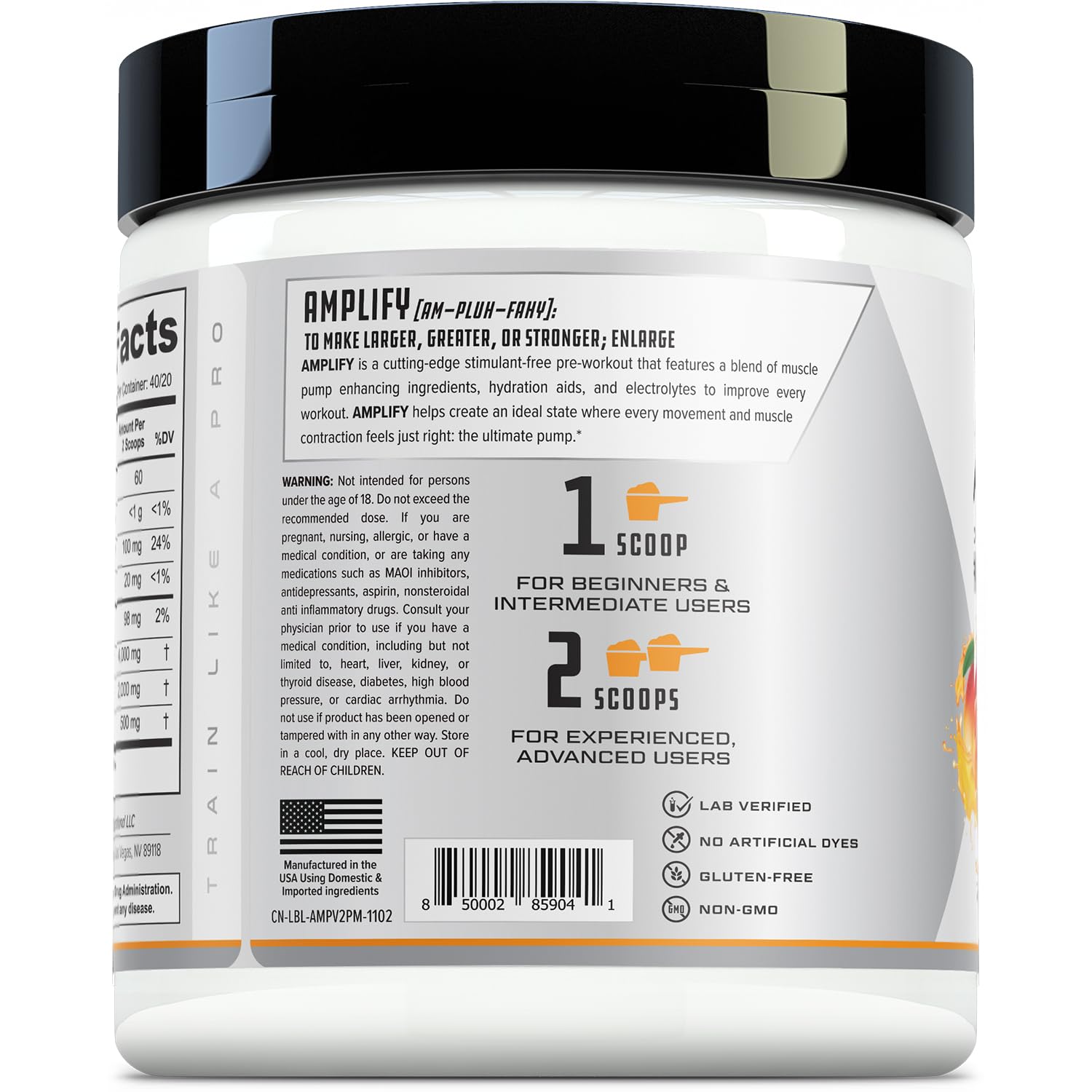 Cutler Nutrition Amplify 2.0 Caffeine Free Pre Workout for Men and Women Stimulant Free Cutler Nutrition