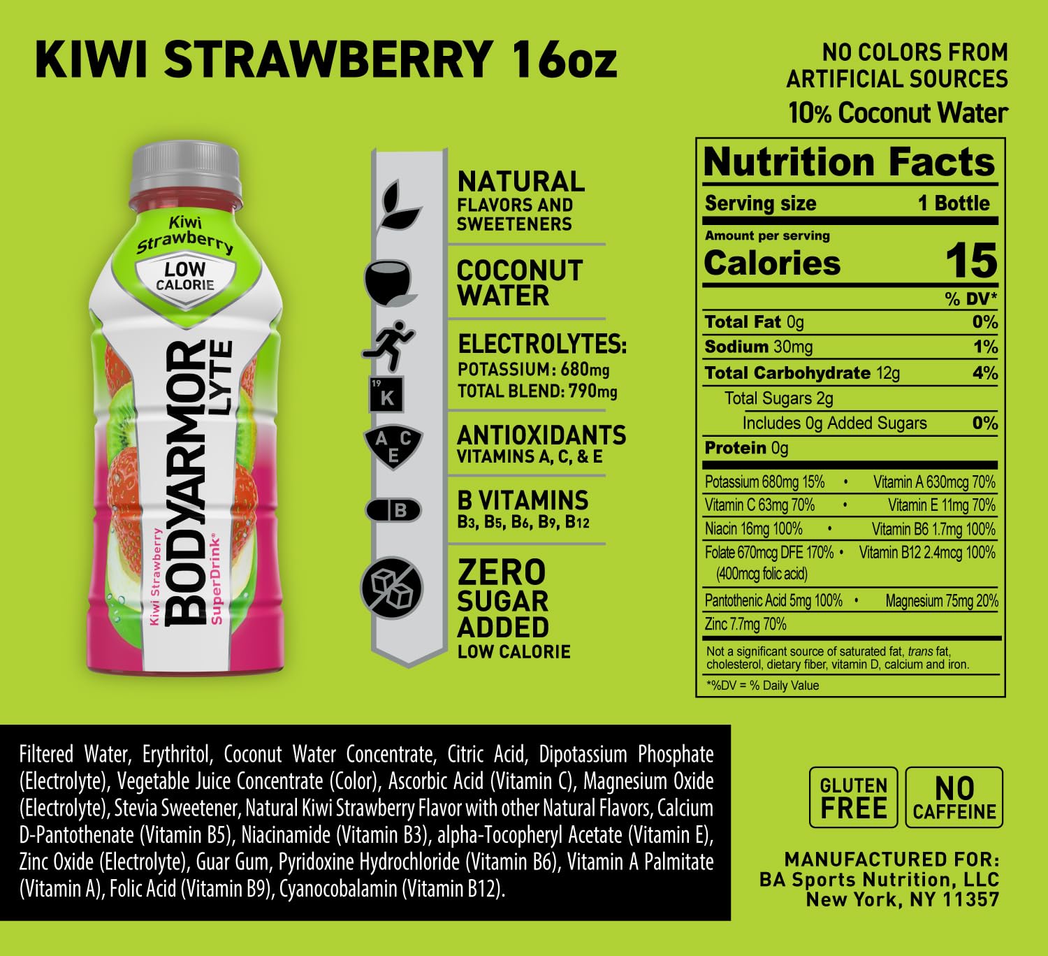 BODYARMOR LYTE Sports Drink Low-Calorie Sports Beverage, Kiwi Strawberry BODYARMOR