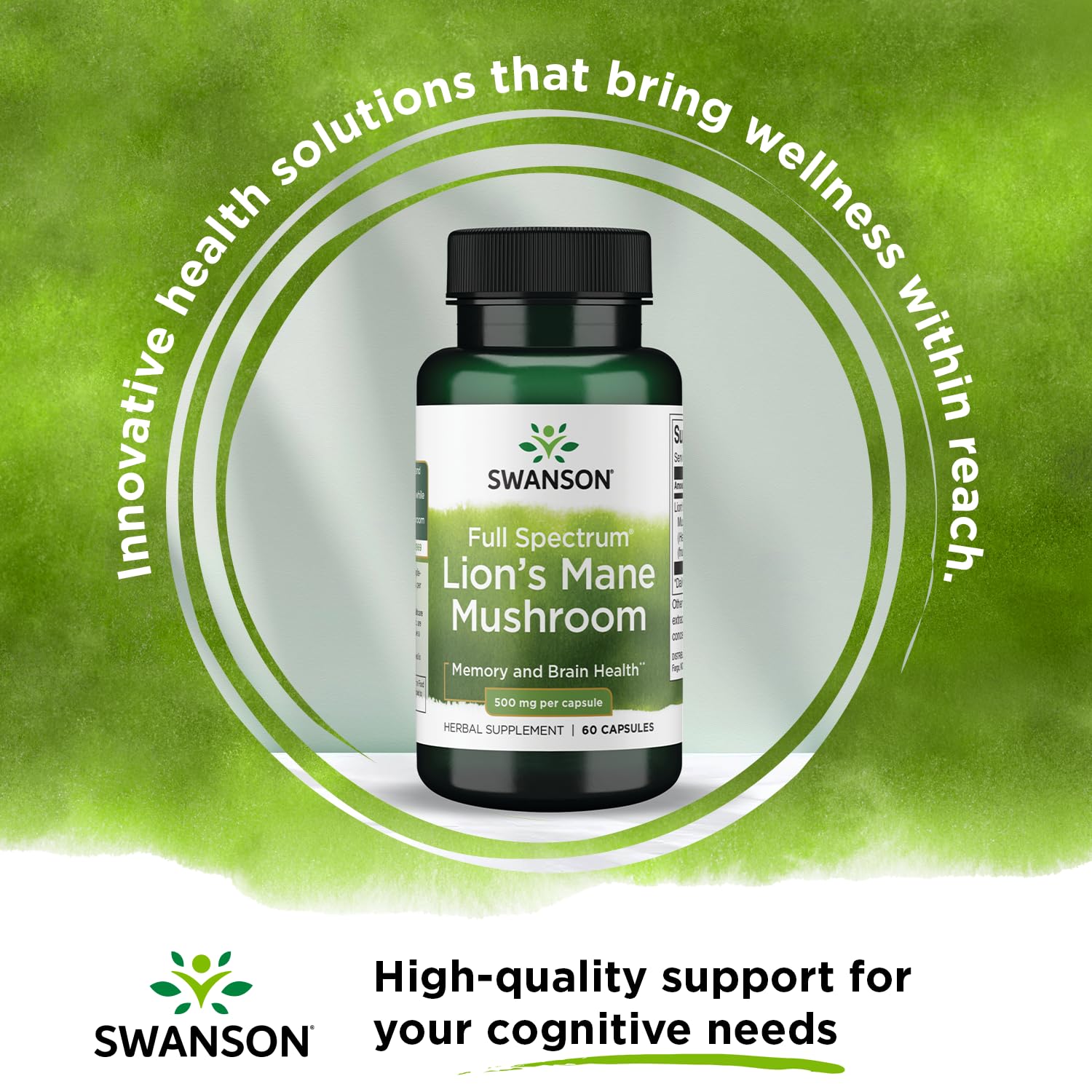 Swanson Lion's Mane Mushroom Capsules - 500 mg Each, 60 Capsules