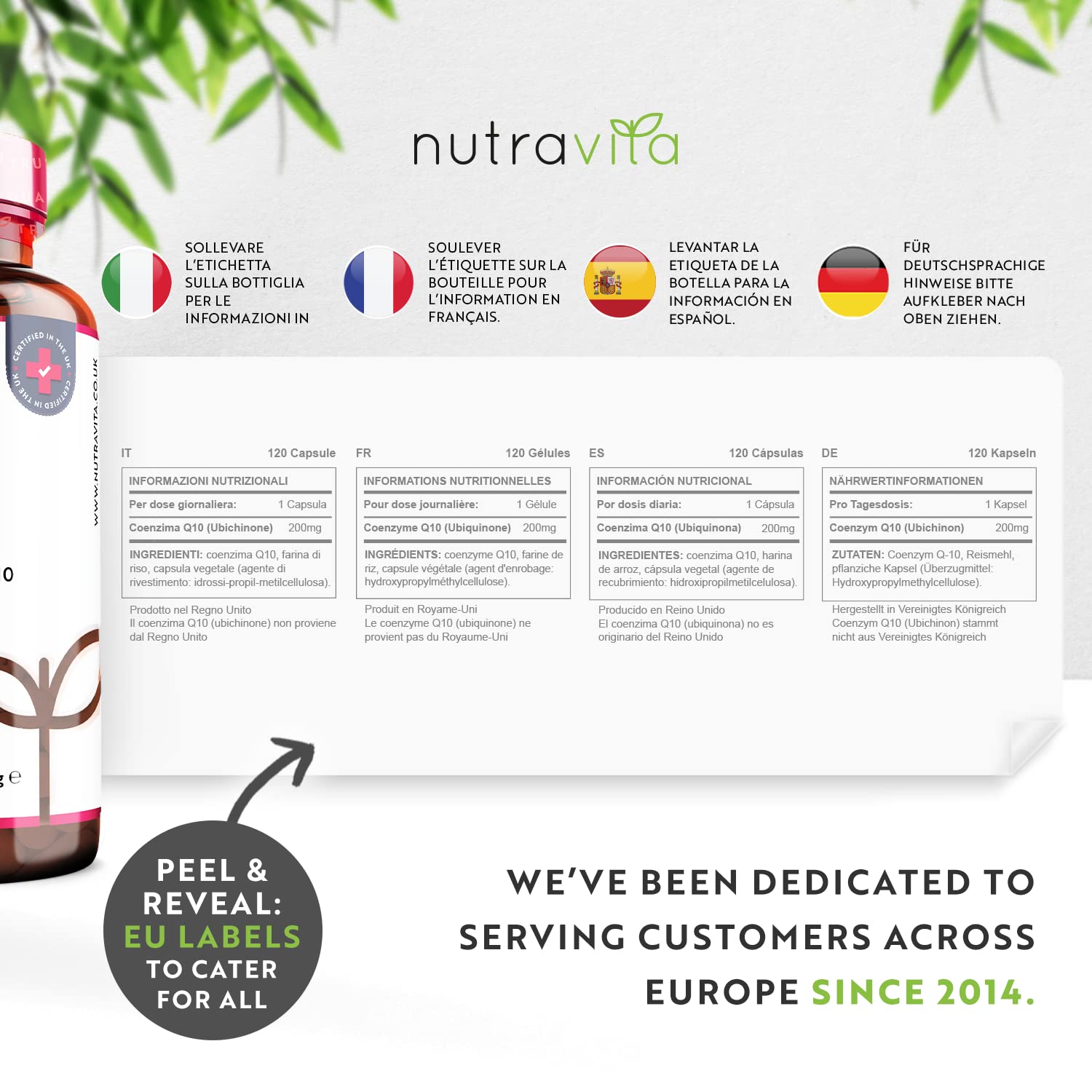 CoQ10 200mg - 120 Vegan Capsules of High Strength Co Enzyme Q10 (4 Months Supply) Nutravita