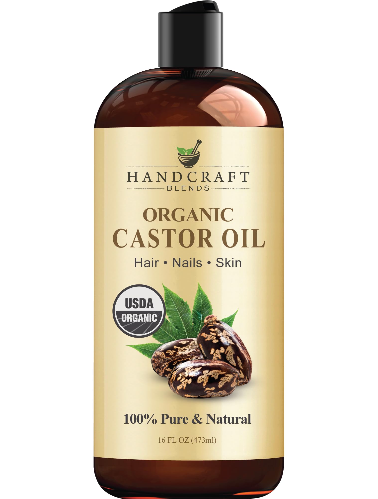 Handcraft Blends Organic Castor Oil for Hair Growth, Eyelashes and Eyebrows - 100% Pure
