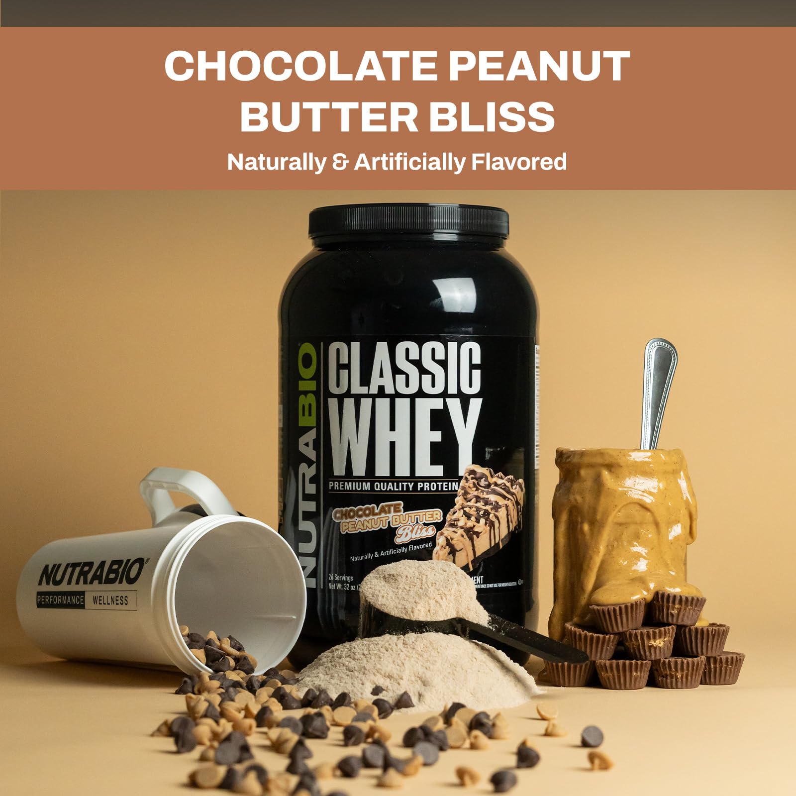 NutraBio Classic Whey Protein Powder- Full-Spectrum Amino Acid Profile - No Fillers NutraBio