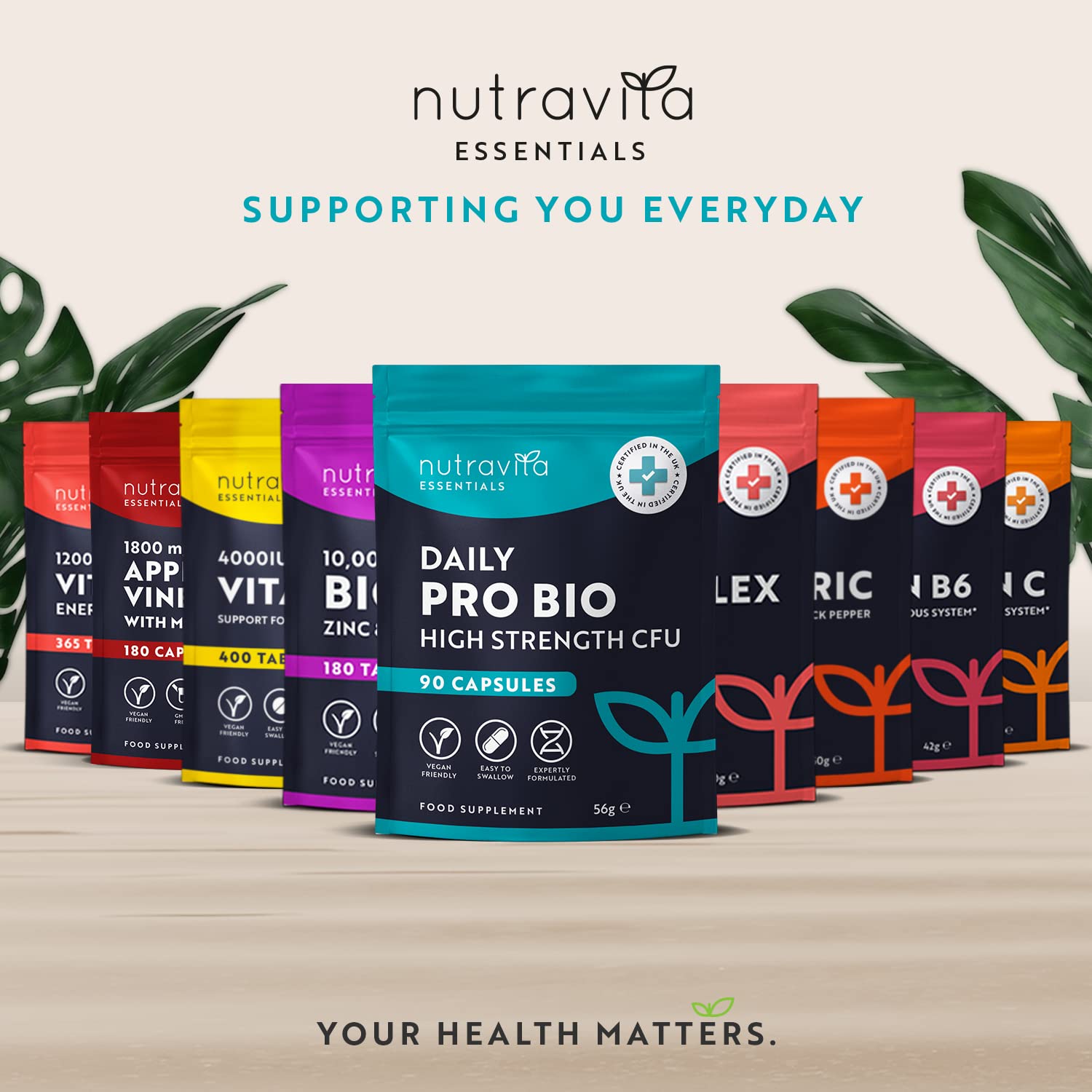 Probiotics for Gut Health - 90 Vegan Capsules (Not Tablets) for Bloating Relief Nutravita