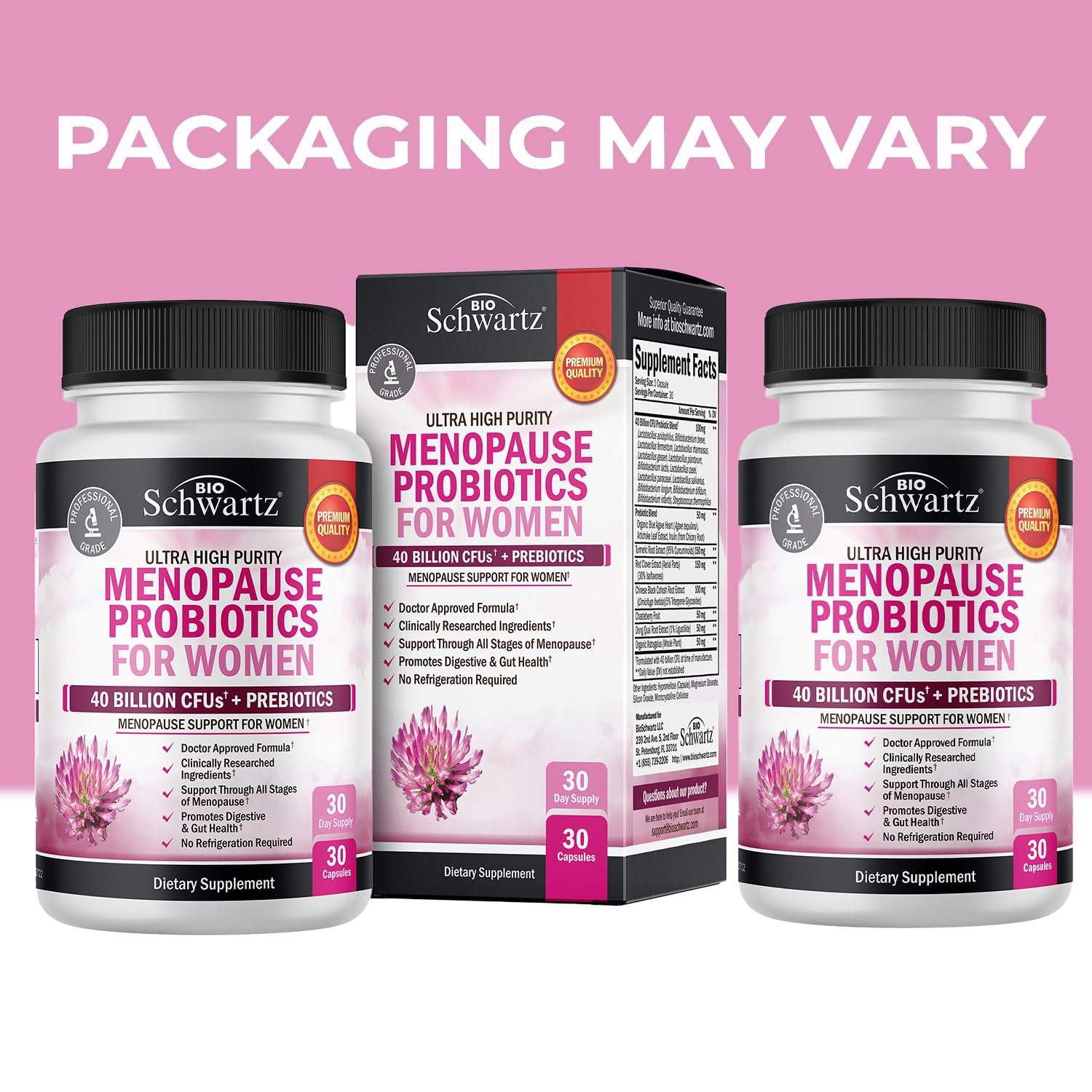 Menopause Support Probiotics for Women - Hot Flashes Night Sweats Mood Swings BioSchwartz