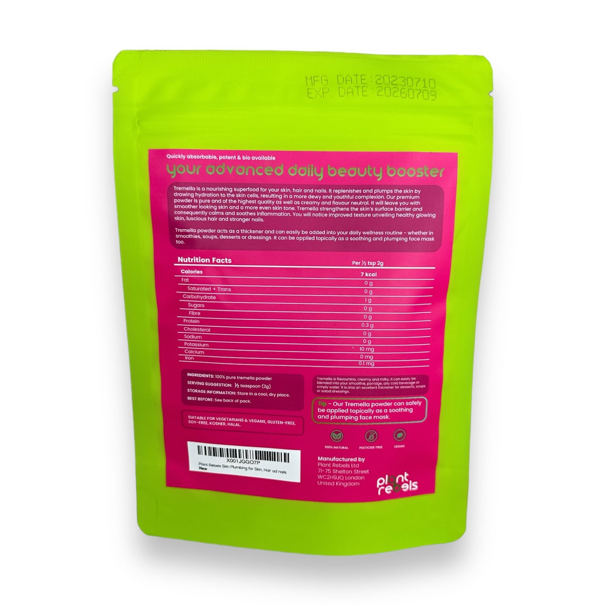 Plant Rebels Pure Tremella Mushroom Extract Powder | Vegan Collagen | Anti Aging Plant Rebels